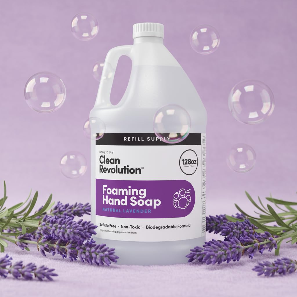 Clean Revolution Foaming Hand Soap Refill Supply Container. Ready to Use Formula. Natural Lavender Fragrance, 128 Fl. Oz - Image 5