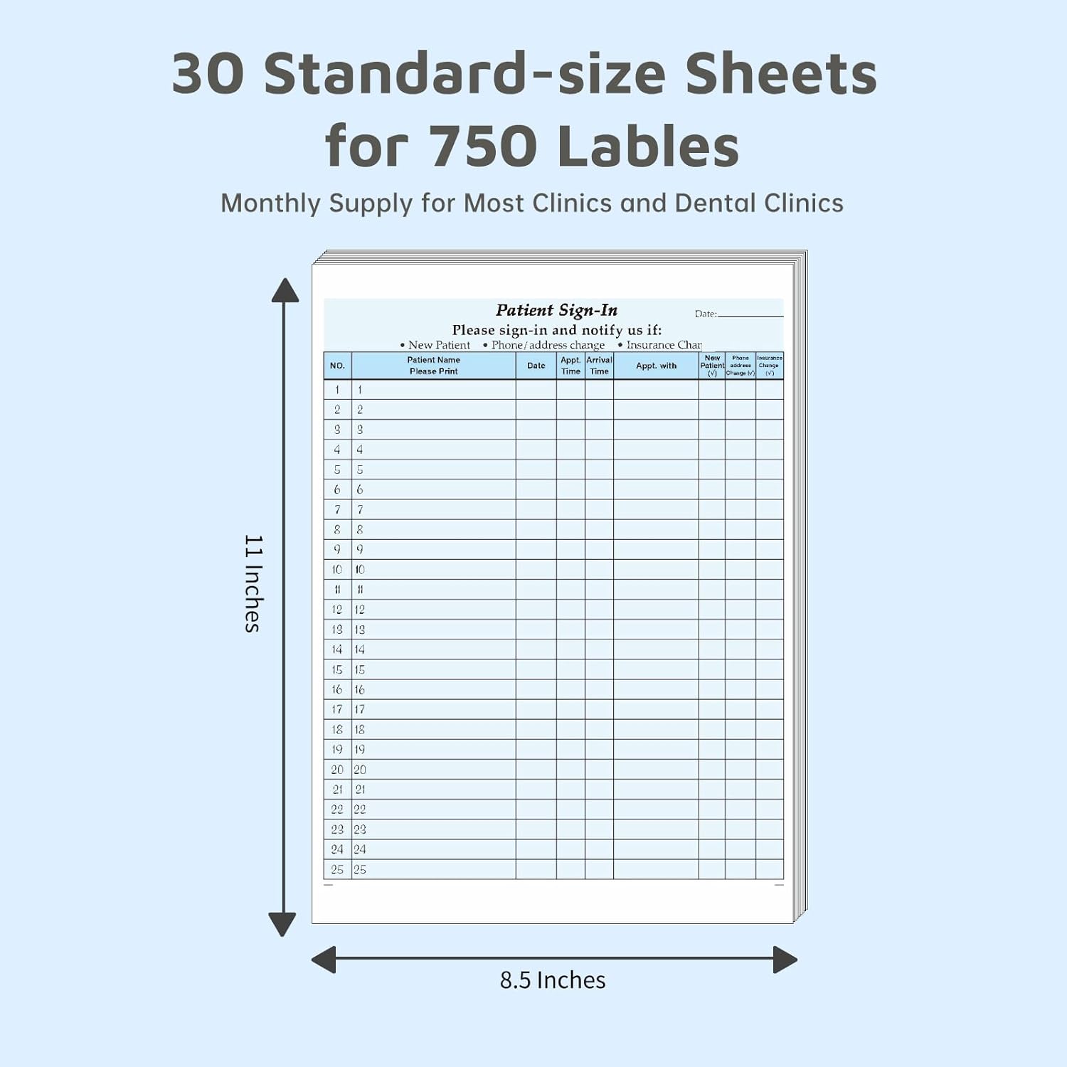 Patient Sign in Sheets, HIPAA Compliant, Carbonless 3-Part Medical Forms with Peel-Off Labels & Date Column,Simplify Check in for Clinics, Doctor Office, Blue (30-Pack) - Image 6