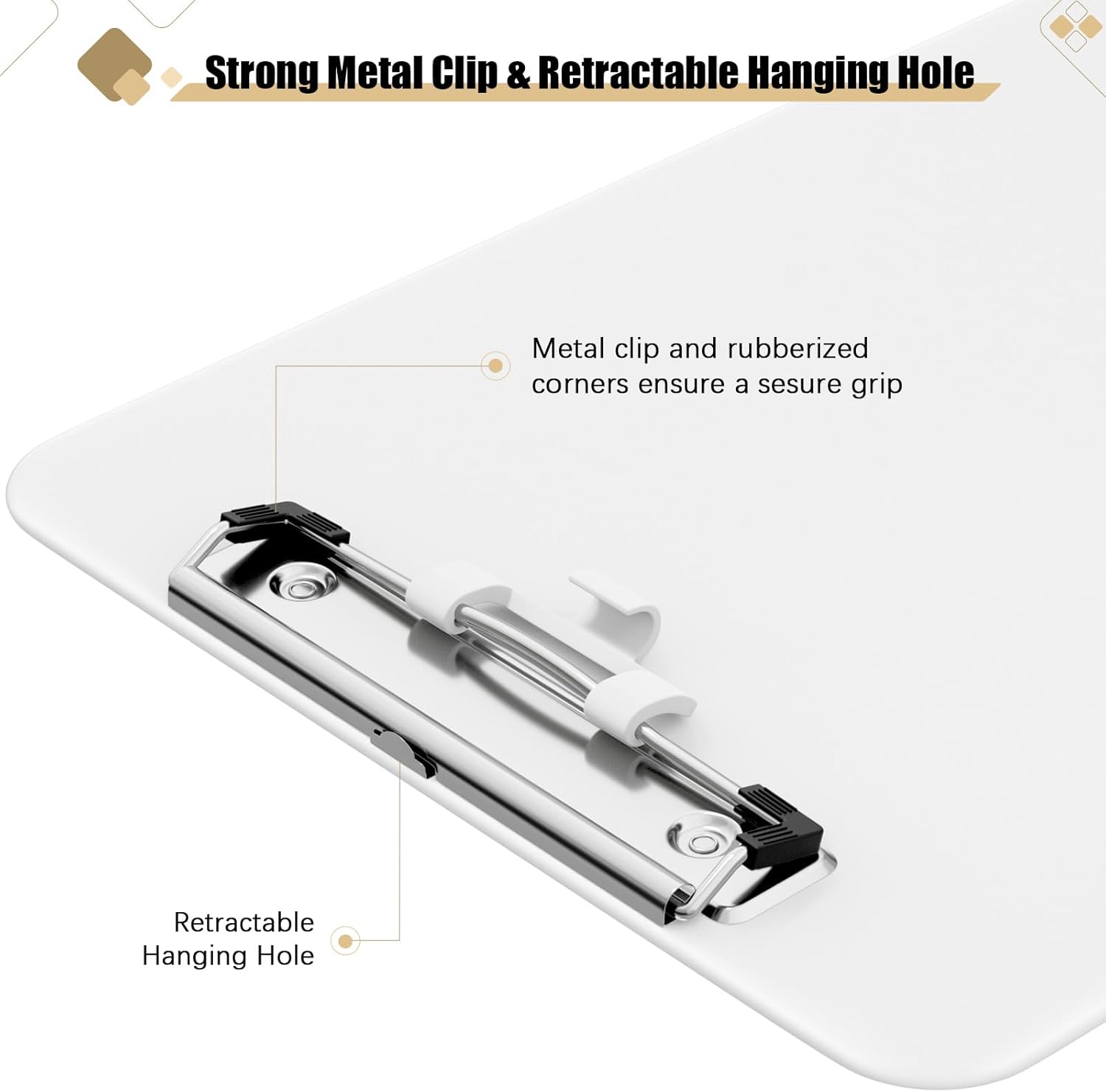 Hongri Plastic Clipboard, White 8.5x11" Clipboard, A4 Letter Size Clipboards for Nurses, Students, Office and Women, Clipboard with Pen Holder and Low Profile Clip, Size 12.5 x 9 Inch(White) - Image 5