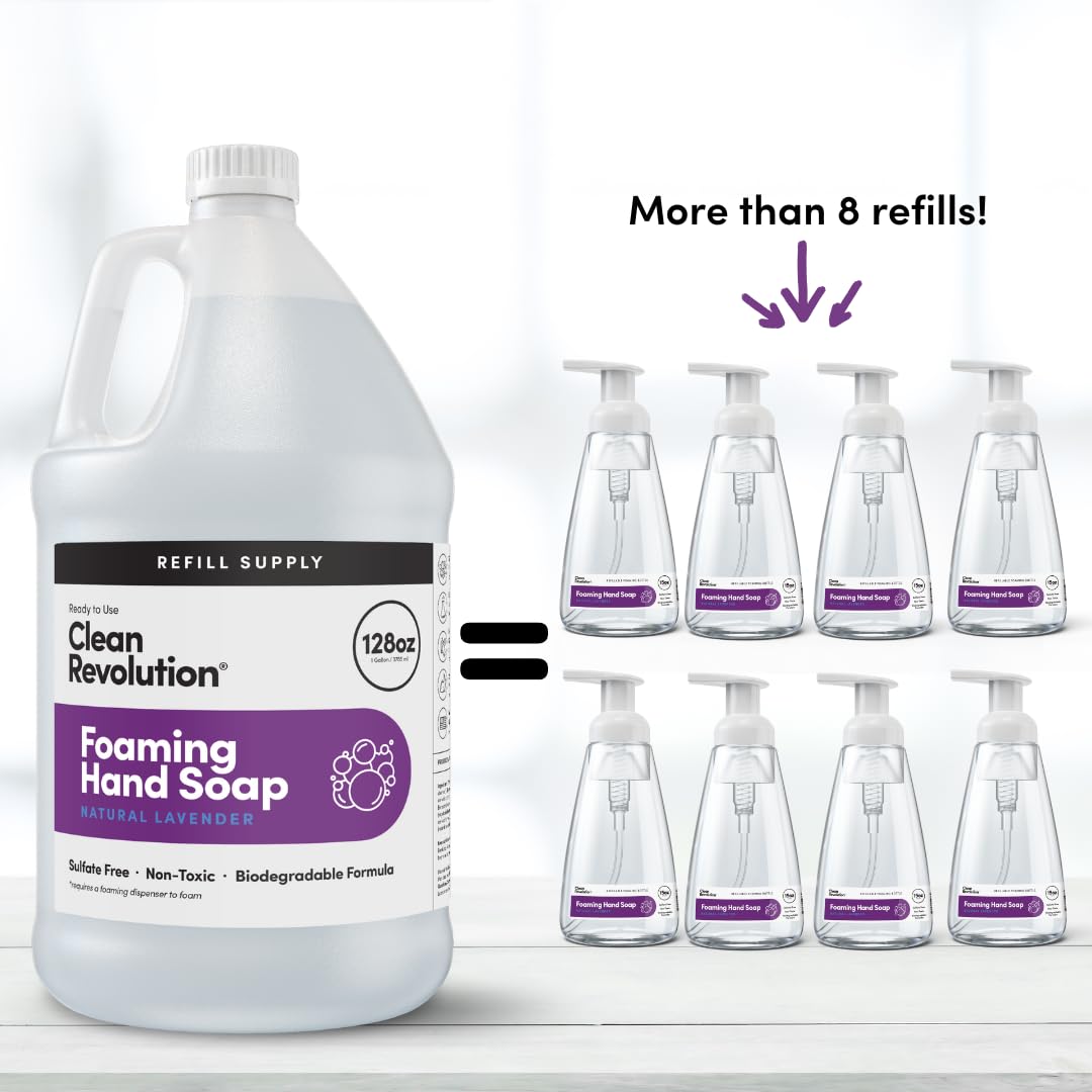 Clean Revolution Foaming Hand Soap Refill Supply Container. Ready to Use Formula. Natural Lavender Fragrance, 128 Fl. Oz - Image 7