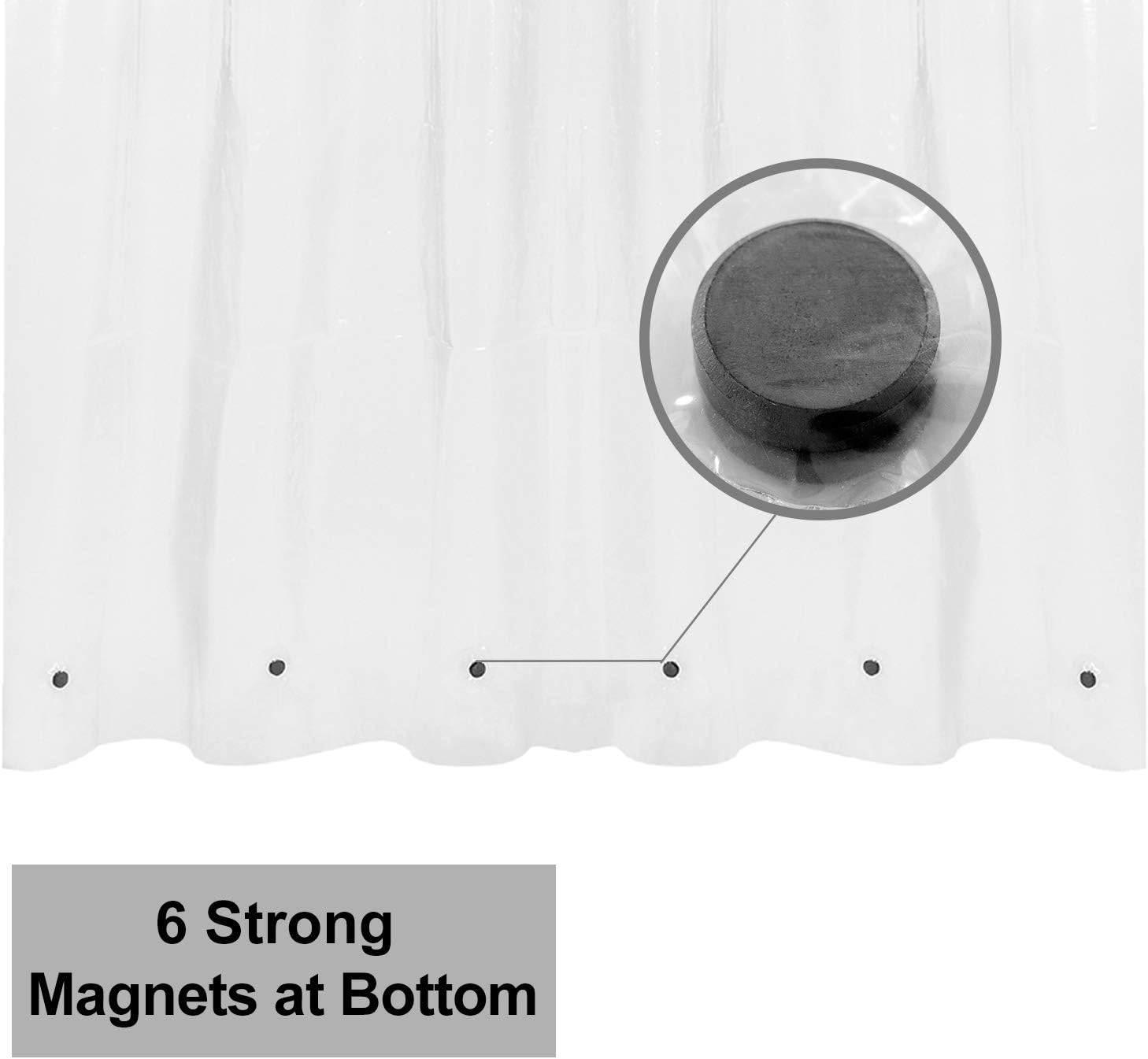 Barossa Design Extra-Long Shower Curtain with 84 inches Height (72x84),PEVA - Waterproof,Eco-Friendly, Non-Toxic, Odorless, PVC Free, Metal Grommets (Clear) - Image 2