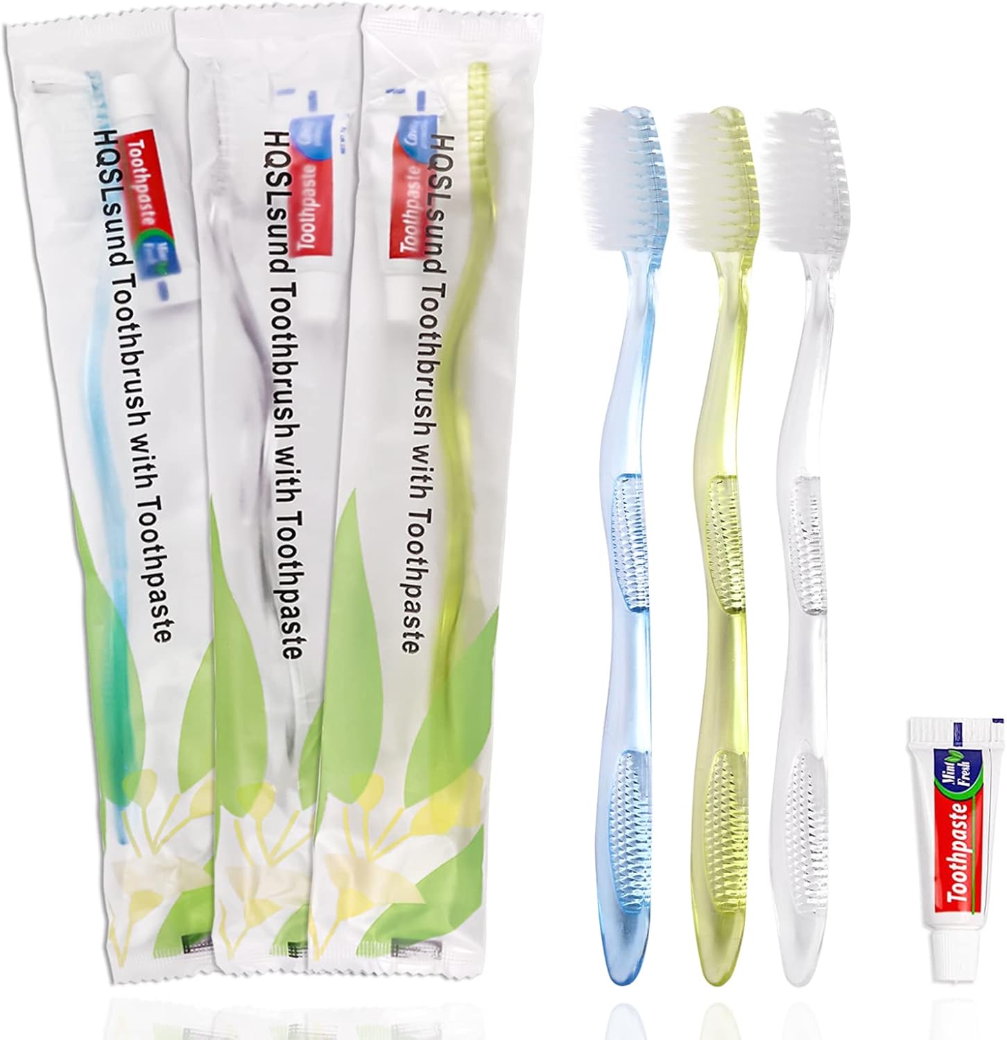 Disposable Toothbrushes with Toothpaste Individually Wrapped, Manual Disposable Travel Toothbrush Set for Adults Kids Travel Toiletries, 3 Colors, 30 Pack