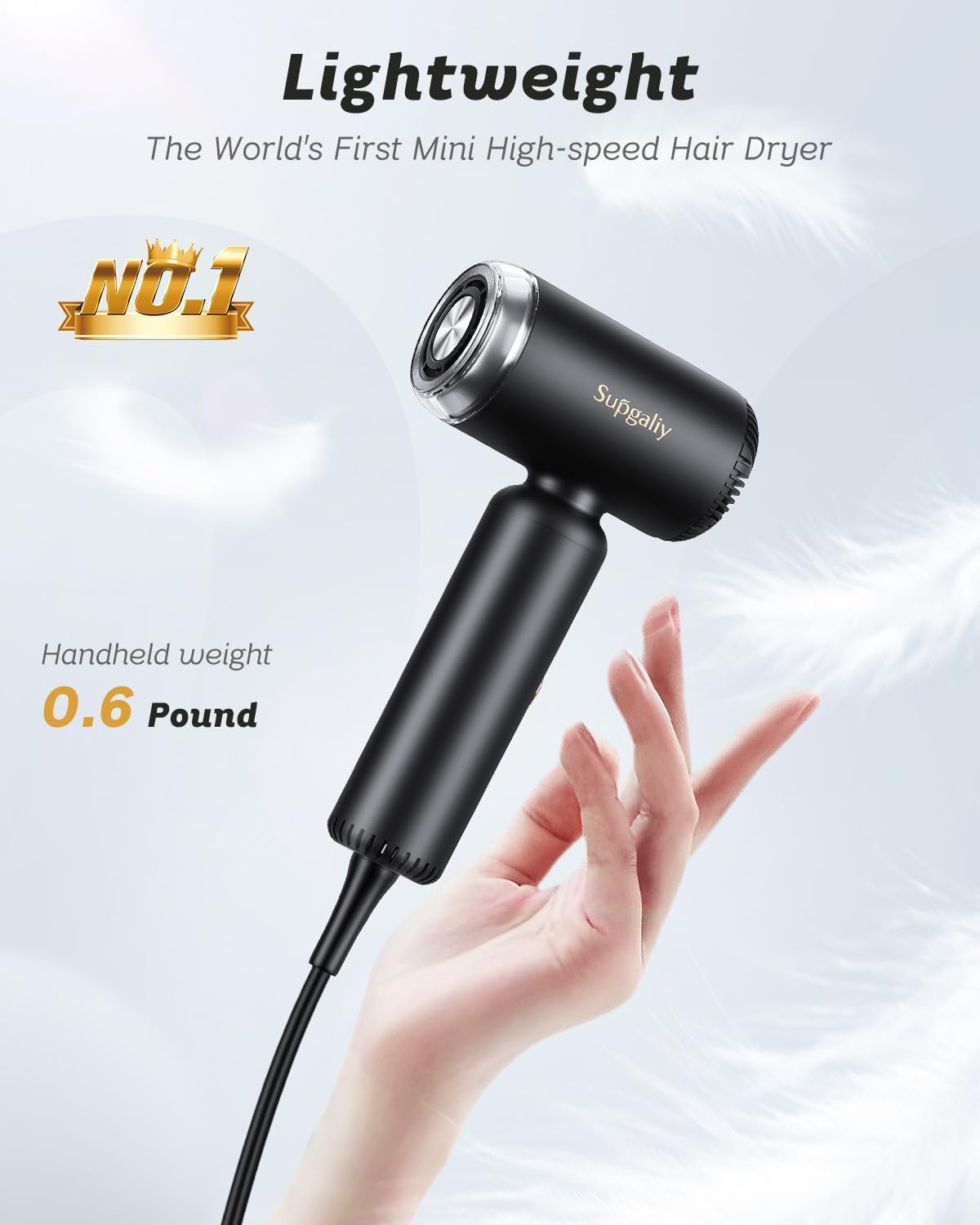 Dual Voltage Travel Hair Dryer, Mini Ionic Hair Dryers with Magnetic Curly Diffuser, 1500W High-Speed Fast Drying, Lightweight Compact Portable Blow Dryer, Gift Women,Quiet,European 100-240V - Image 3
