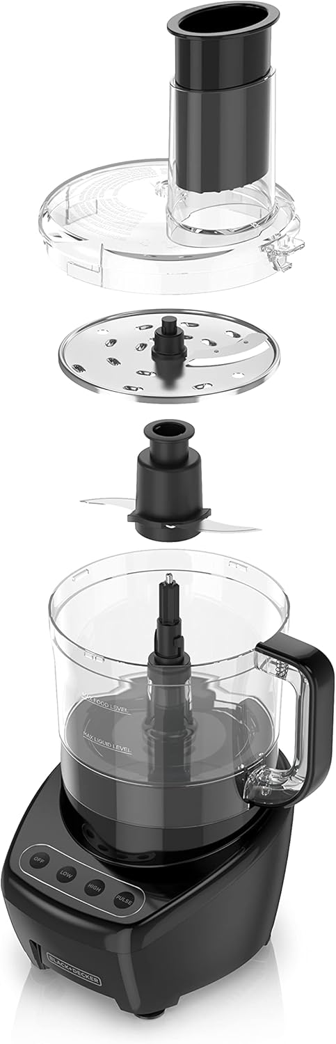 BLACK+DECKER 3-in-1 Easy Assembly 8-Cup Food Processor, Stainless Steel S-Blade, Easy-Clean, Touchpad Controls Black - Image 11