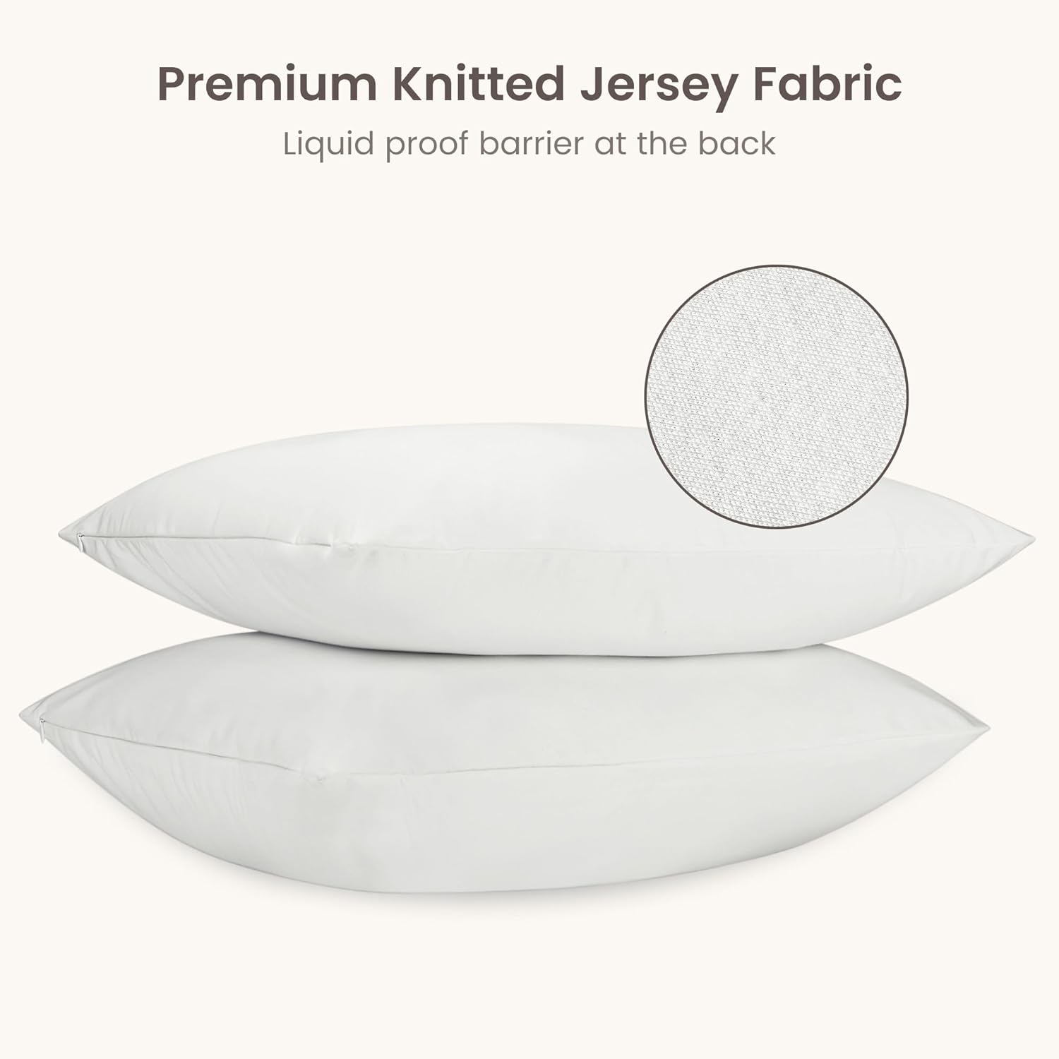 Bioweaves Organic Cotton Jersey Knit Waterproof Pillow Protector Covers with Zipper Closure – GOTS Certified Soft & Quite Pillow Encasement – Standard Size, 20 x 26 inches, Set of 2 - Image 4
