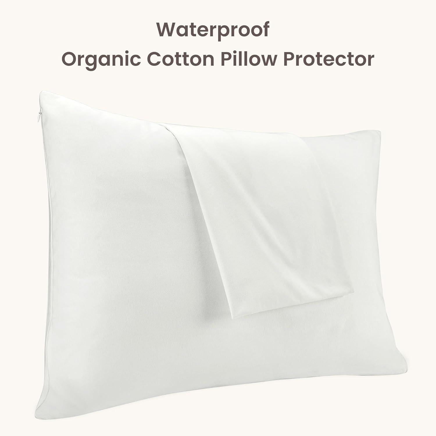 Bioweaves Organic Cotton Jersey Knit Waterproof Pillow Protector Covers with Zipper Closure – GOTS Certified Soft & Quite Pillow Encasement – Standard Size, 20 x 26 inches, Set of 2 - Image 2