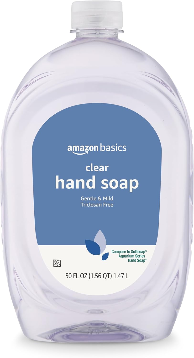 Amazon Basics Gentle & Mild Clear Liquid Hand Soap Refill, Triclosan-Free, 50 Fl Oz (Pack of 2) (Previously Solimo) - Image 2
