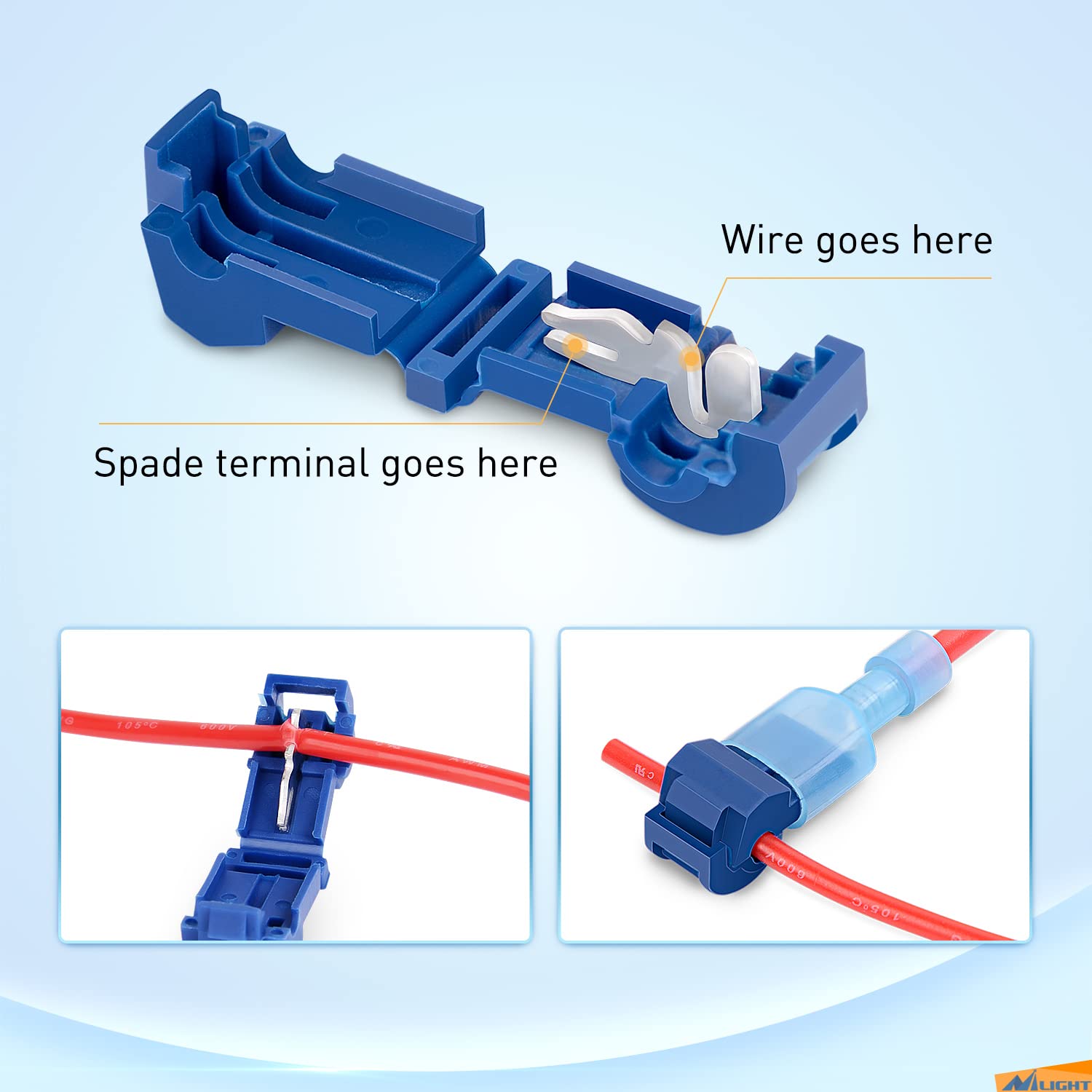 Nilight 360PCS T-Tap Wire Connectors Self-Stripping Quick Splice Electrical Terminals Insulated Male Disconnect Spade Assortment Kit with Storage Case - Image 3