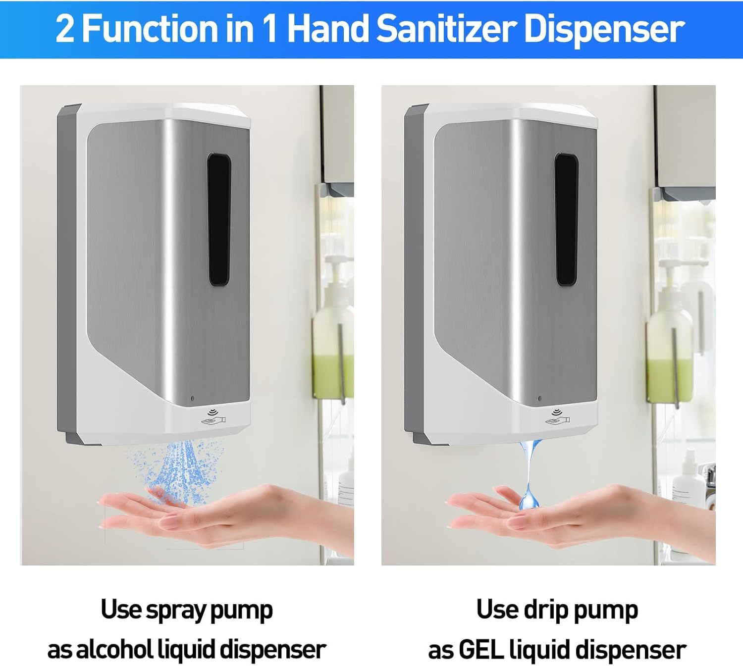 Automatic Hand Sanitizer Dispenser, Jewaytec 1000ML Wall Mounted Stainless Soap Dispenser Touchless Auto Liquid Dispenser for Office, Home, Restaurant - Image 9