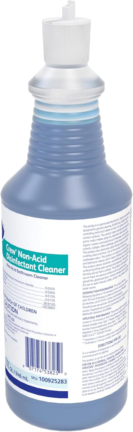 CREW Diversey 100925283 Neutral Non-Acid Bowl & Bathroom Disinfectant, 32 oz Squeeze Bottle, 12/CT - Image 3