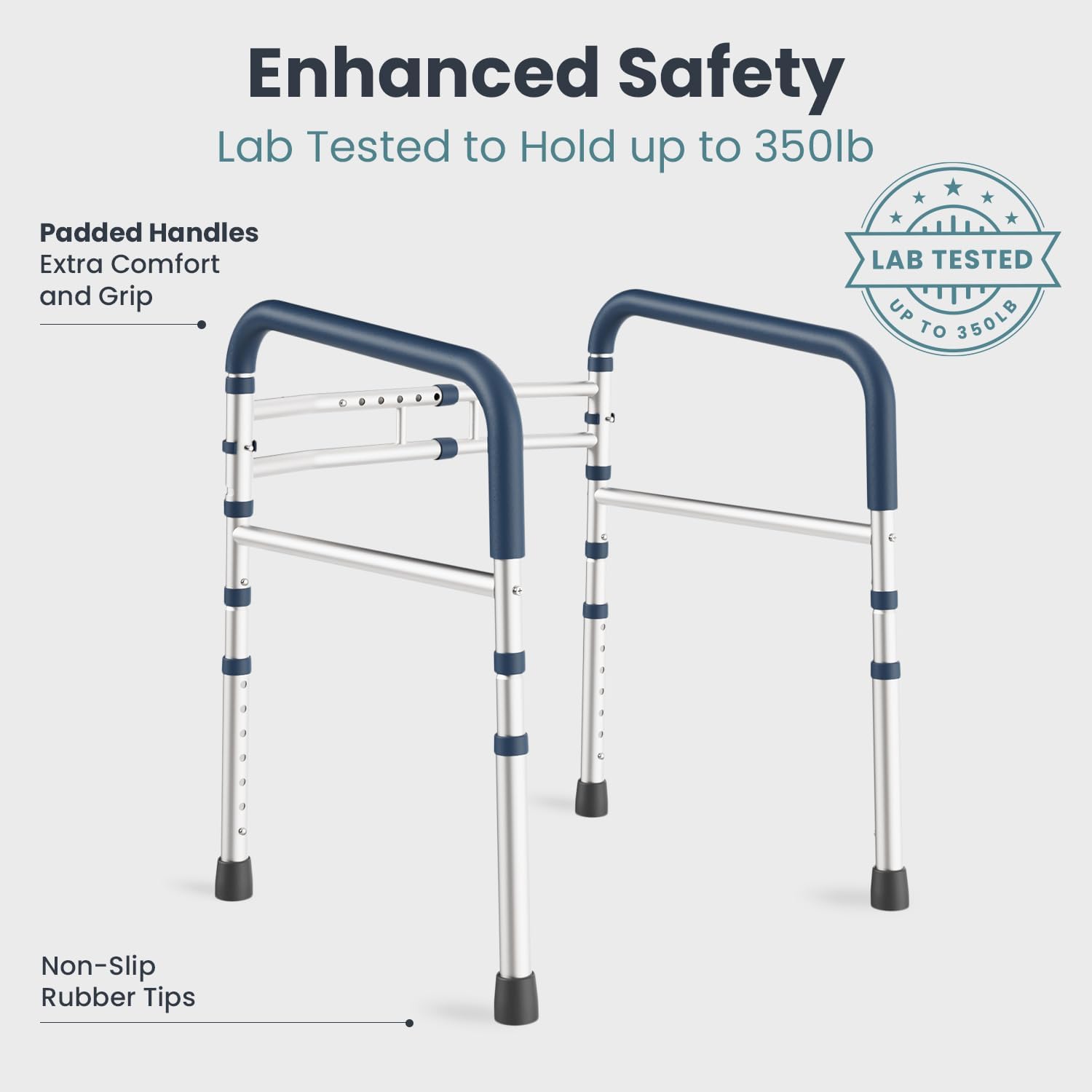 PELEGON Toilet Safety Rails (350 lb) - Adjustable Toilet Safety Frame & Rails, Toilet Safety Rail for Elderly Adults, Toilet Handles for Seniors, Toilet Bars for Elderly & Handicap - Image 6