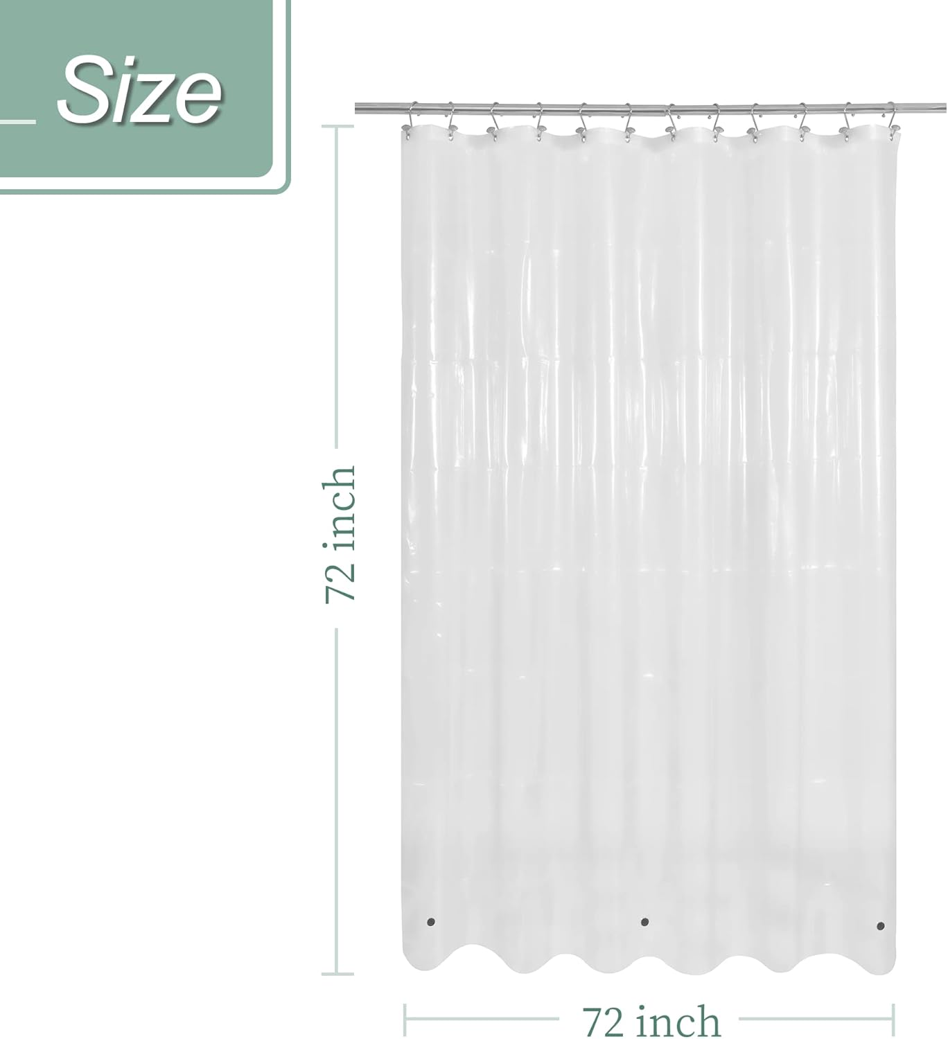 Mrs Awesome Clear Shower Curtain Liner with 3 Magnets, 72x72 Premium Flexible Sturdy Plastic Shower Curtain for Bathroom Lightweight, Waterproof, Clear - Image 7