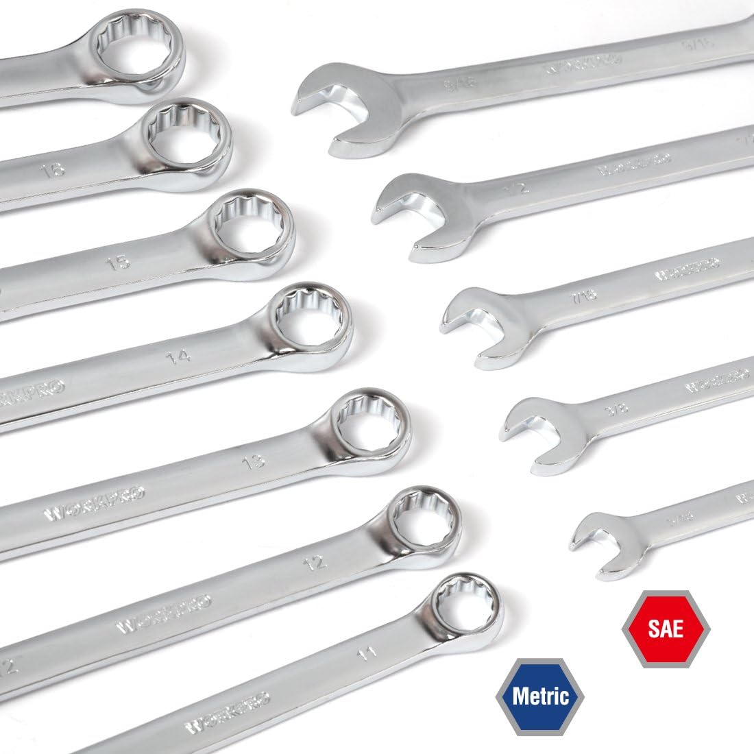 WORKPRO 450-Piece Drive Socket Set 1/2" 1/4" 3/8", CR-V Metric and Imperial with Quick-Release Ratchet Wrench, Spanners, Bits Set, Mechanics Tool for Car Repair - Image 6