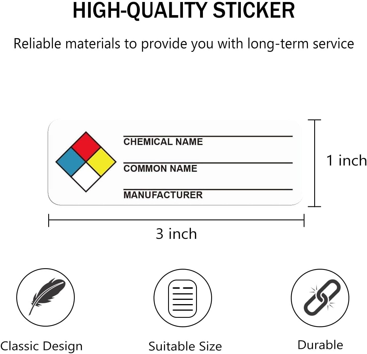 SDS Stickers/MSDS Stickers for Chemical Safty Data 1 X 3 Inches - Chemical Identifying and Labeling Sticker Decals - 250 HIMG Write-in Labels - Image 3