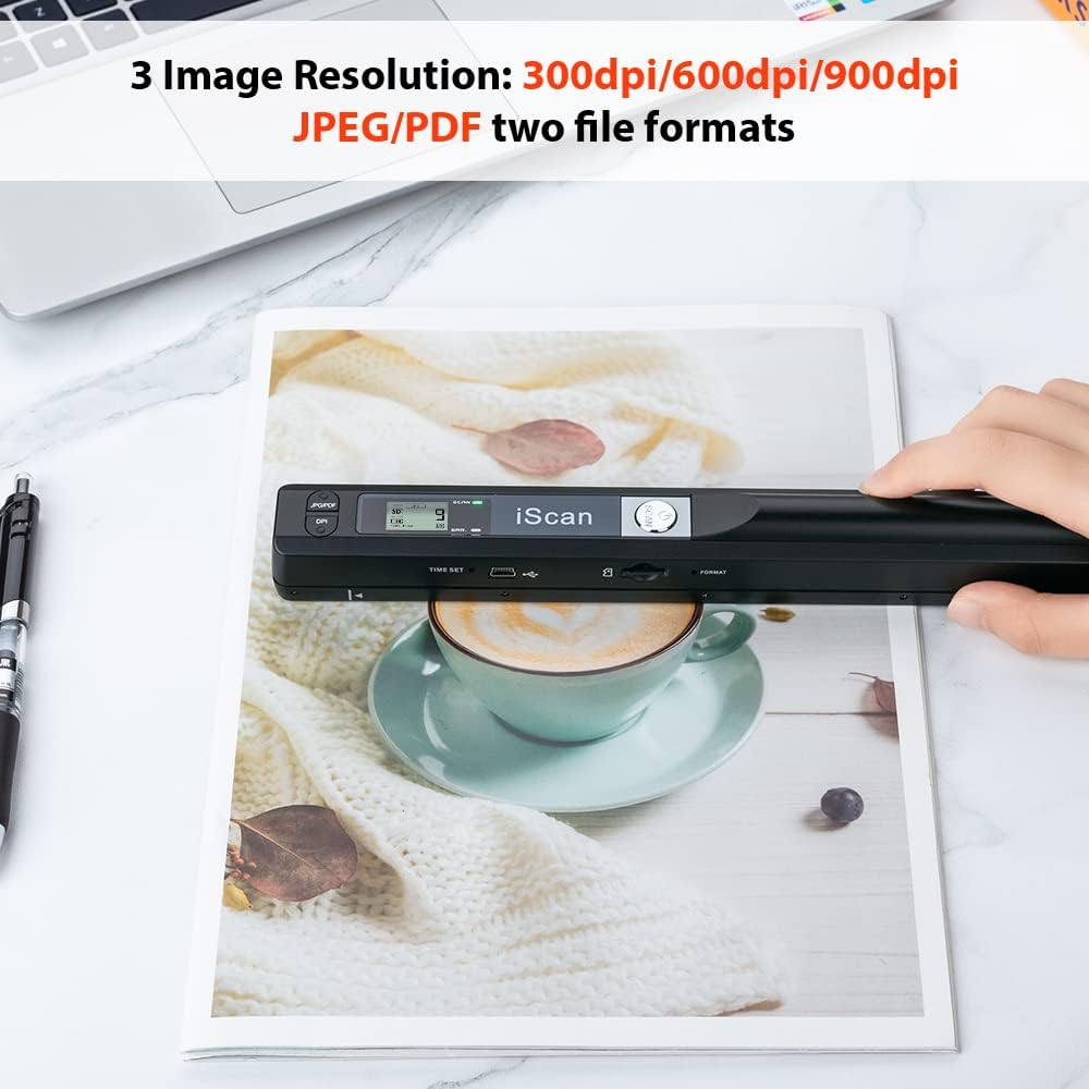 Portable Scanner, Photo Scanner for A4 Documents, Handheld Scanner for Business, Photo, Picture, Receipts, Books, JPG/PDF Format Selection, UP to 900 DPI, with 16G SD Car - Image 4