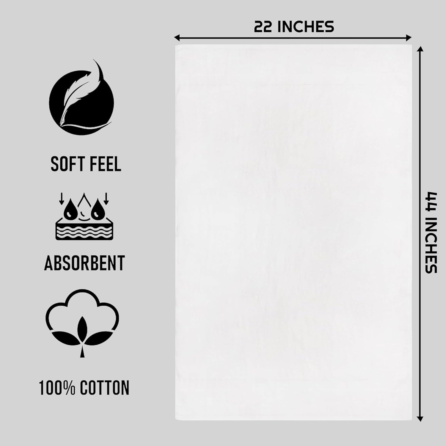 CH White Bath Towels Bulk Pack of 12 (22x44 Inches) – 100% Cotton Lightweight & Absorbent Towels for Airbnb, Hotels, Motels & Commercial Use - Image 2