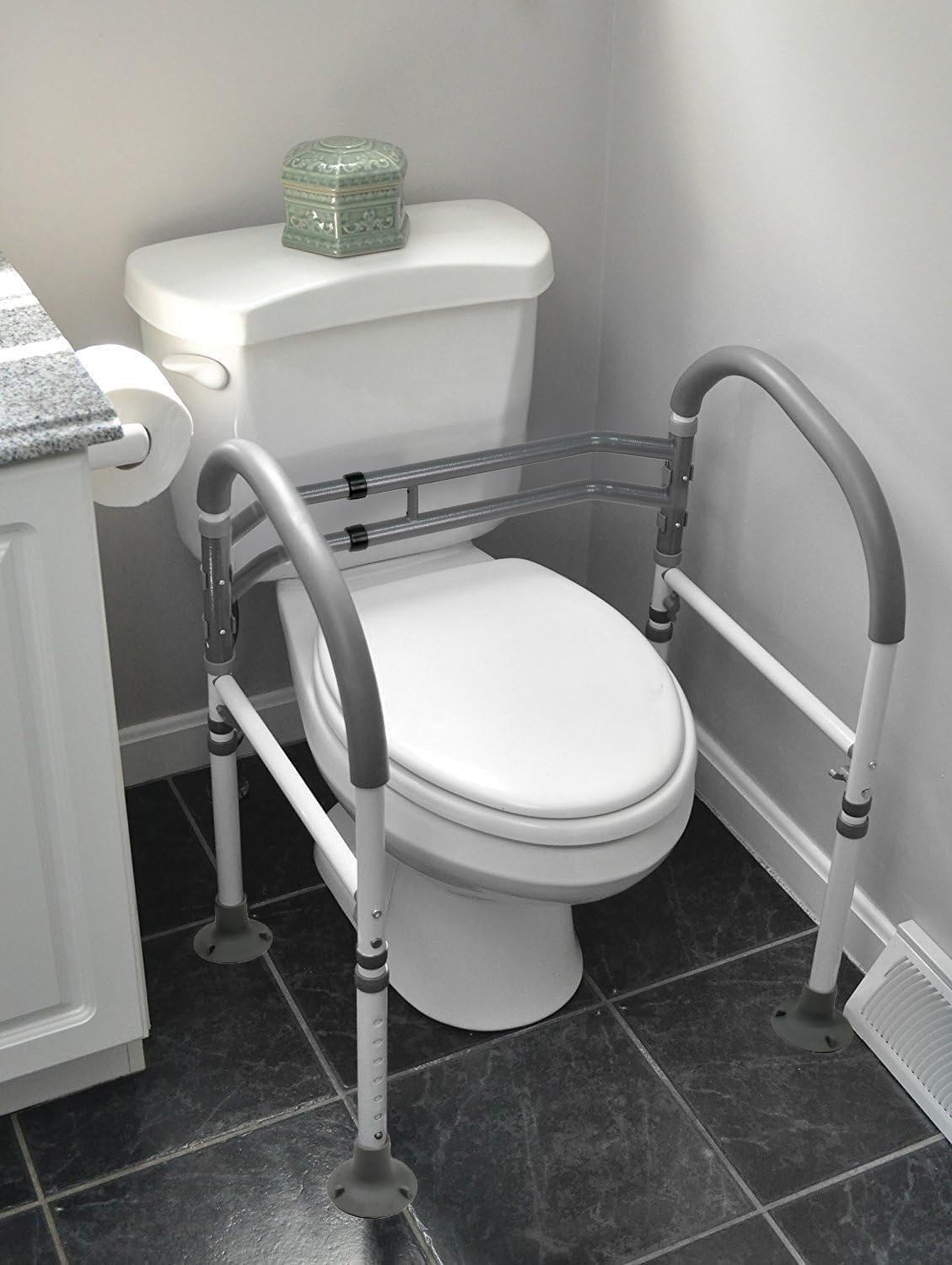 Vaunn Medical Deluxe Adjustable and Foldable Toilet Safety Frame, Bathroom Handrail Assist Grab Bar Handle (Gray, Adjustable Width and Height) - Image 6