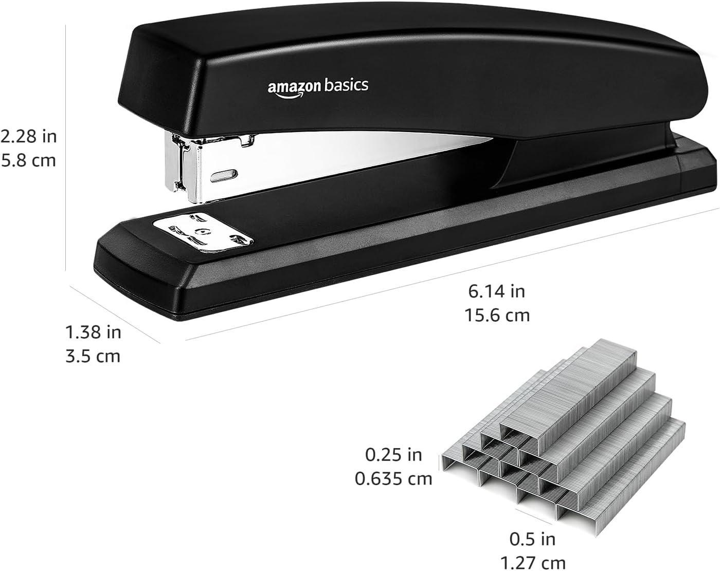 Amazon Basics Office Stapler with 1000 Staples, 25 Sheet Capacity, Non-Slip, Black, Home Office - Image 3