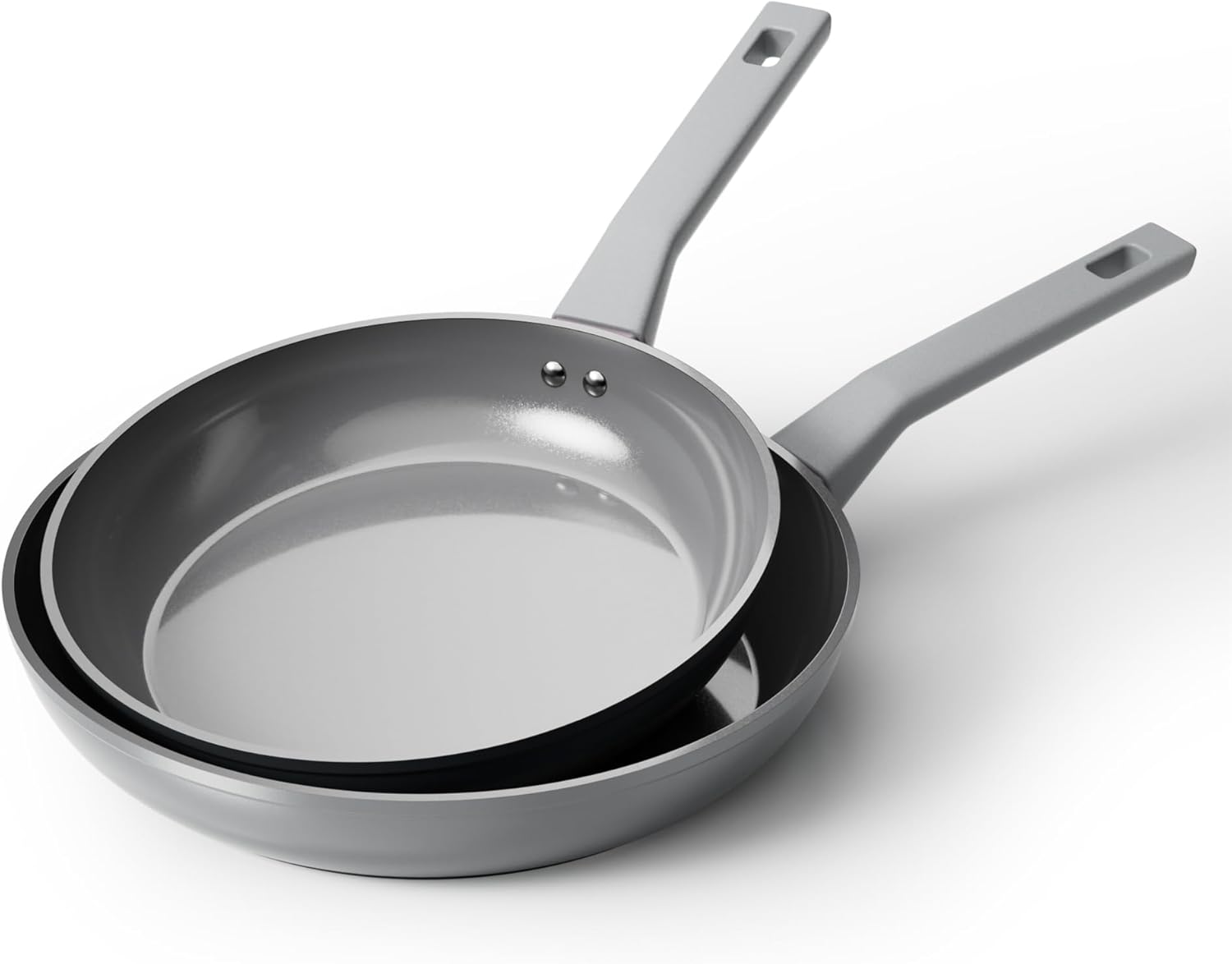 Sanho Diamond-Titanium Ceramic Nonstick Fry Pan Set, 10in & 12in Frying Pans, PFAS PFOA PTFE Free, Dishwasher Safe & Induction Compatible Cookware with Cool-Touch Handle, Gray