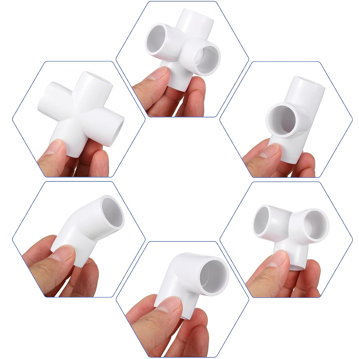 Xuniea 42 Pieces 1/2 Inch PVC Pipe Fittings Elbow Set Tent Connection Tee Heavy Duty PVC Elbow Fittings for Greenhouse Shed Pipe, Furniture Build and More - Image 3