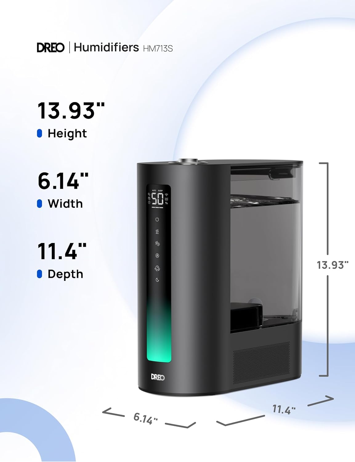 DREO 6L Humidifiers for Bedroom, Smart Warm & Cool Mist for Large Room, 60Hr Quiet Runtime for Baby, Plant, Humidity Sensor, Indicator Light, 12H Timer, Google/Alexa, Black - Image 8