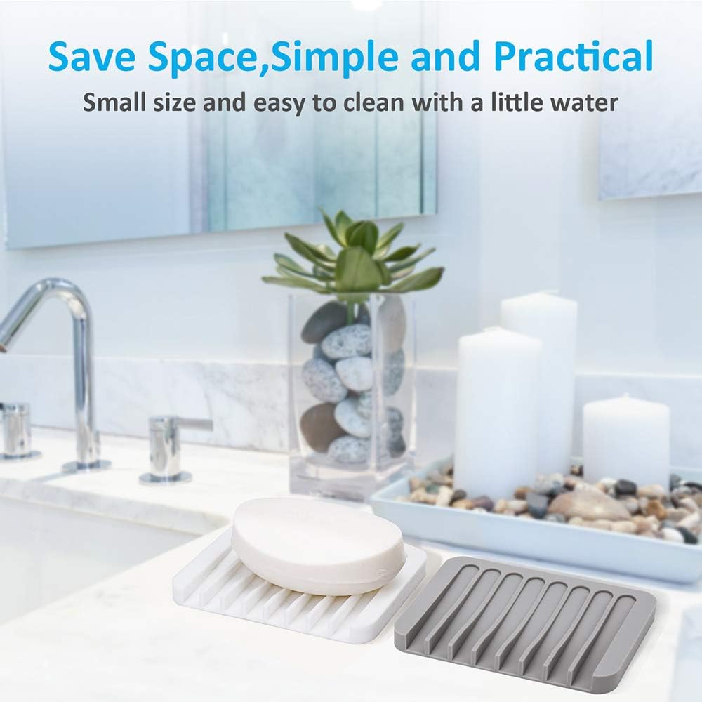 Mcyye Self Draining Soap Dishes, Premium Silicone Soap Holder & Saver for Shower, Bathroom, Kitchen, Bath Tub, Razor, Sponges, Drains Water Very Well, Can Extend Soap Life, Easy Clean - Image 2