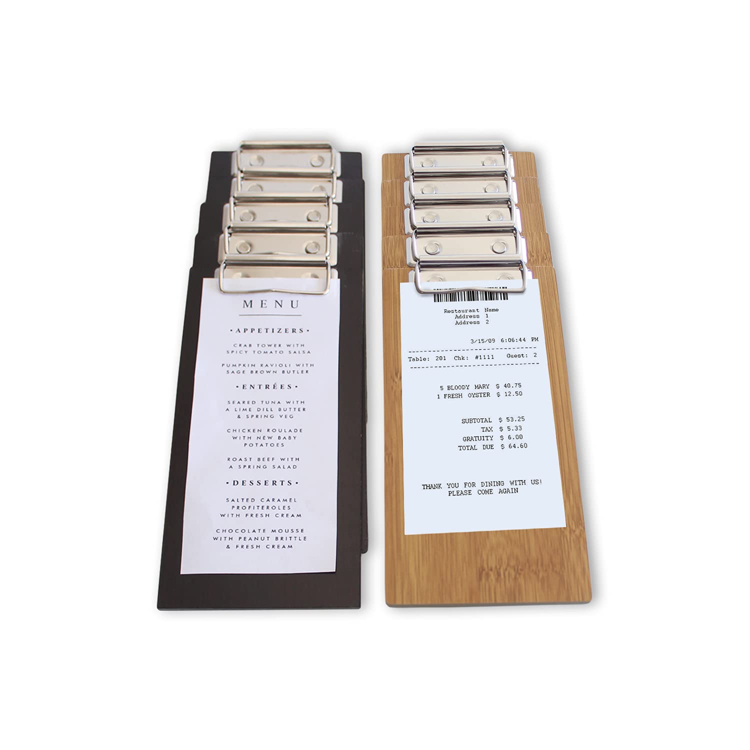 Olbia 10-Pack Wood Check Presenters for Restaurants, Server Book, Menu Holder for Cafes, Wooden Clip Board, Cute Waitress Book Organizer, Server Note Pads, Guest Check Book 8" x 4" (Natural) - Image 9