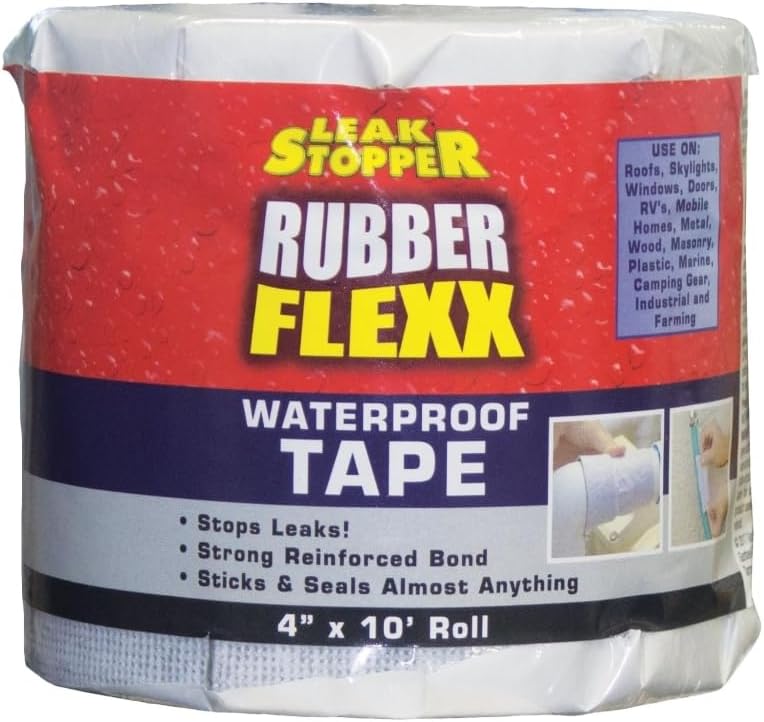 Leak Stopper Rubber Flexx Waterproof Tape |4 in x 10 ft| Repair Material to Seal and Fix Leaks, Roofs, Gutters, Windows & More! | Incredible Adhesion w/Durability and Toughness | 1 Pack White - Image 3