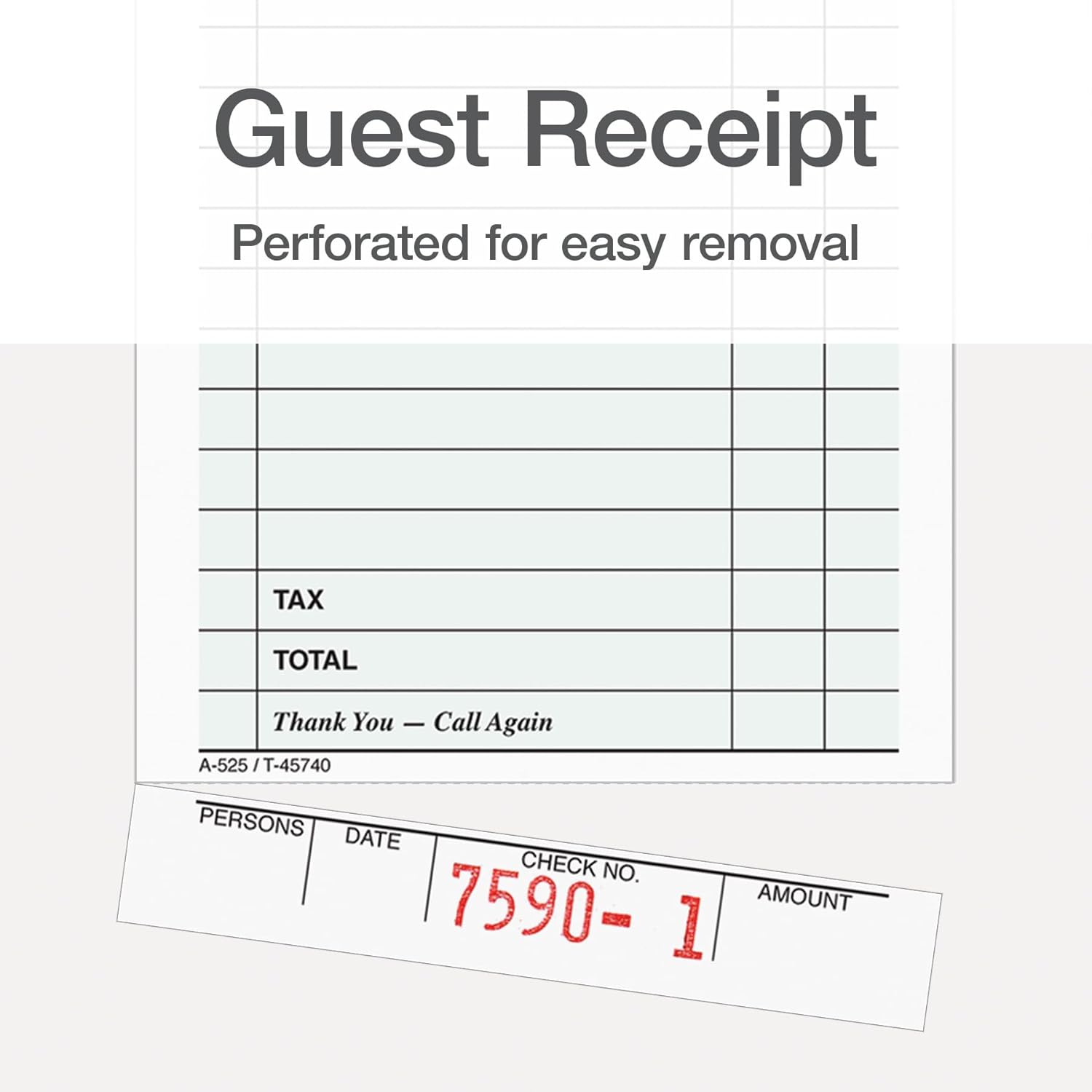 Adams Guest Check Pads, Single Part, Perforated, White, 3-2/5" x 6-3/4 ", 50 Sheets/Pad, 5 Pads/Pack (525SWMT) - Image 5