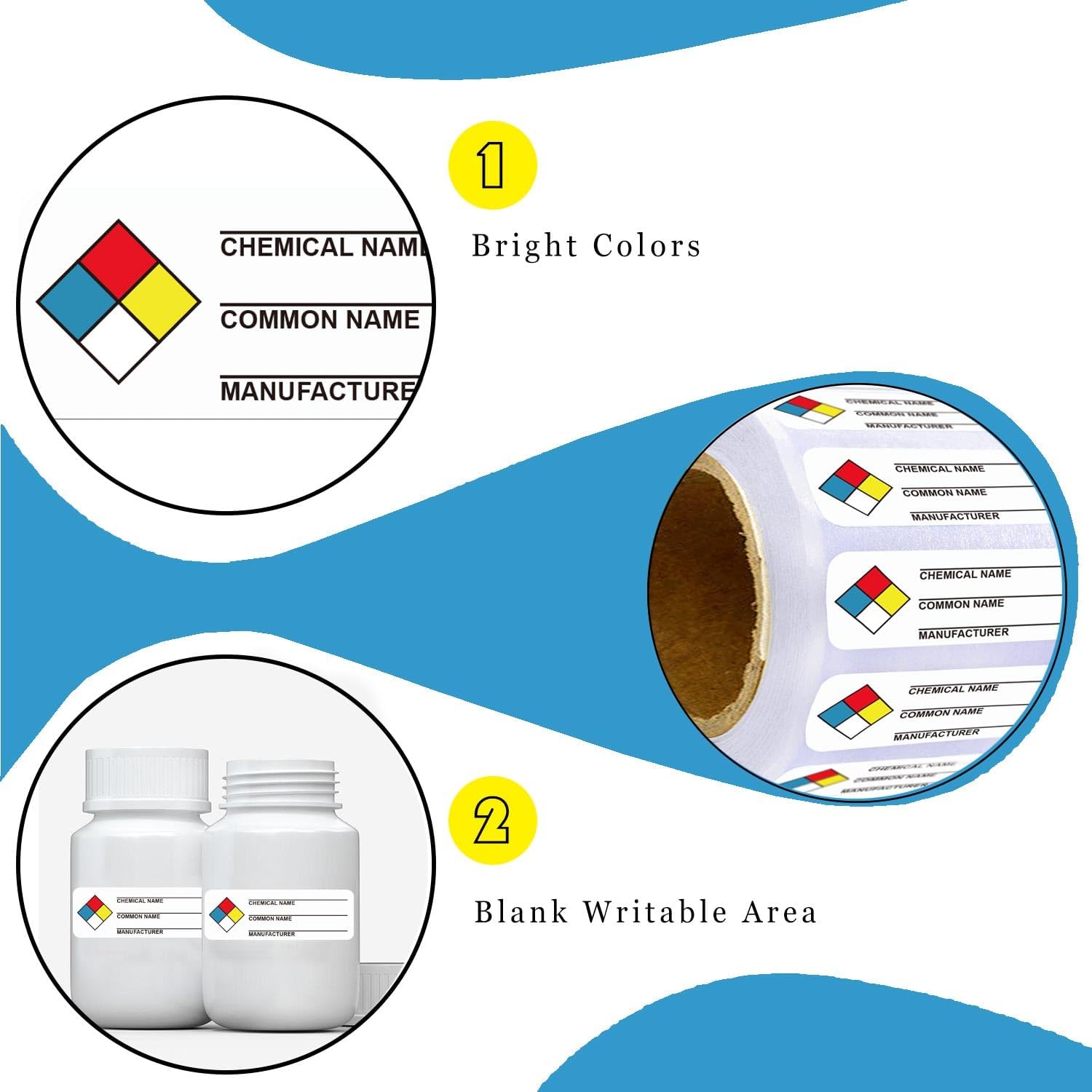 SDS Stickers/MSDS Stickers for Chemical Safty Data 1 X 3 Inches - Chemical Identifying and Labeling Sticker Decals - 250 HIMG Write-in Labels - Image 5