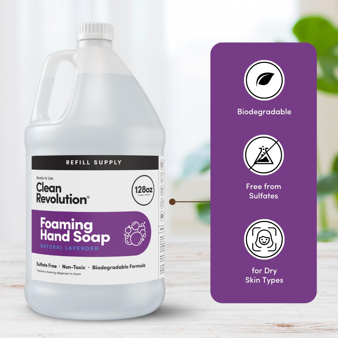 Clean Revolution Foaming Hand Soap Refill Supply Container. Ready to Use Formula. Natural Lavender Fragrance, 128 Fl. Oz - Image 4