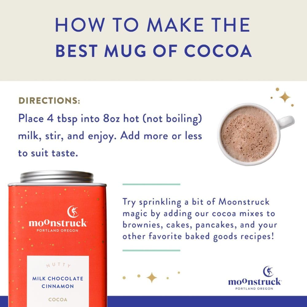 Moonstruck Chocolate Cinnamon and Almond Milk Chocolate Hot Cocoa Mix, 9.5oz (Pack of 1) - Image 3