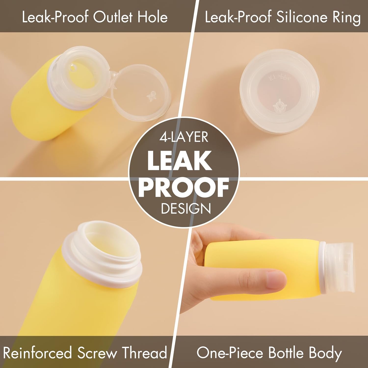 Muslish 21 Pack Leak Proof Silicone Travel Bottles Set, TSA Approved Containers for Toiletries, Travel Size Accessories and Shampoo Conditioner Bottles with Toiletry Bag (BPA Free) - Image 4