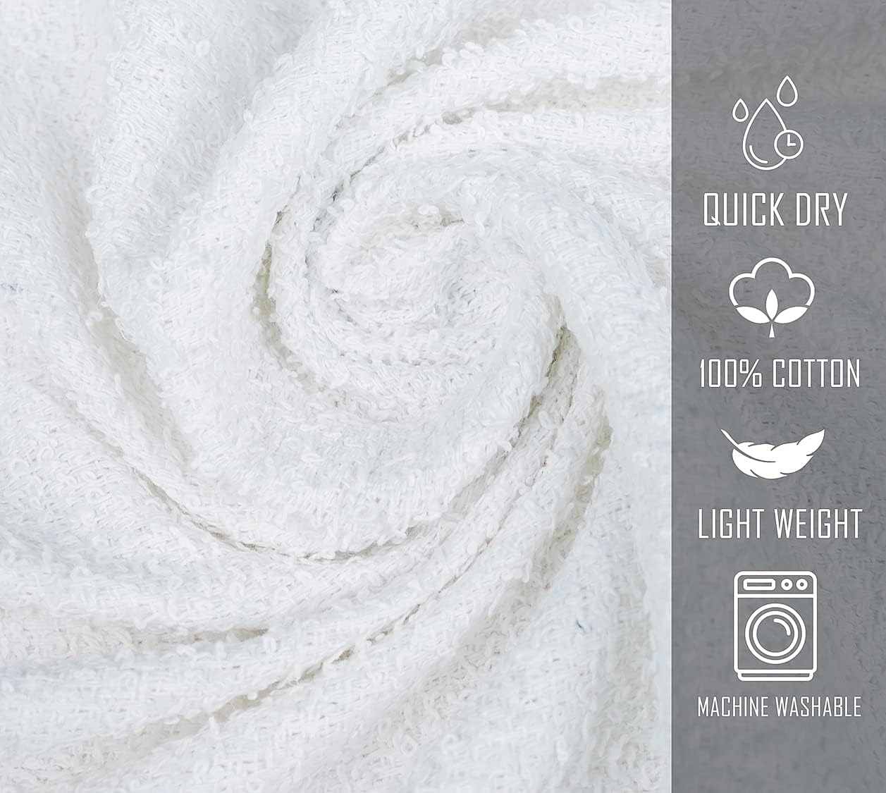 (Pack of 60 White Bath Towels Bulk 20x40 Inches -100% Cotton Economy Cheap Bath Towels for Commercial Uses, Gym, Salon, Spa & Hair -Lightweight Bath Towel Quick Drying -Bath Towel Sets Bulk - Image 5