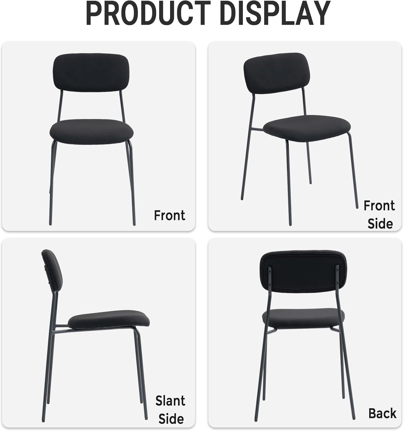 Sidanli Stackable Waiting Room Chairs, Armless Upholstered Guest Chairs Set of 4 with Comfotable Cushion for Conference Reception Break Room Lobby, Black - Image 9