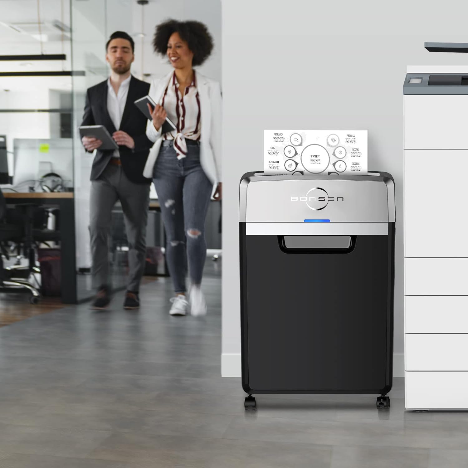 BONSEN Heavy Duty Paper Shredder, 24-Sheet Cross-Cut Shredder, 40-Min Continuous Running Time, Commercial Grade Shredder for Office, 9-Gallon Big Basket, 55dB Super Quiet, P-4 High Security (S3105) - Image 8