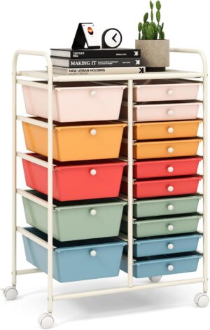LDAILY 15 Drawer Rolling Storage Ca...