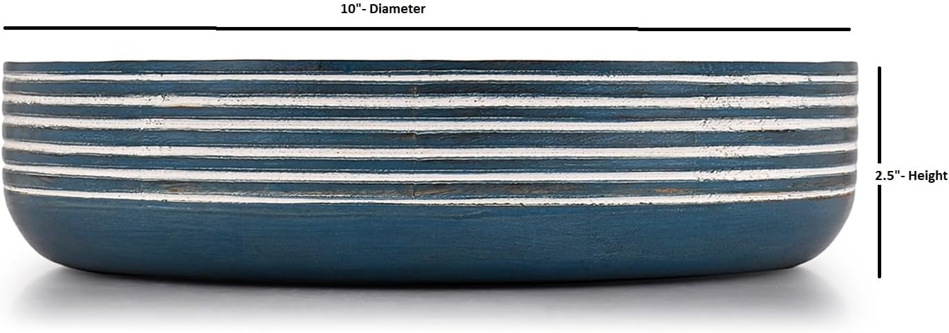 Decorative Bowls Mango Wood for Home Décor Unique Table Centerpieces, Wooden Home Decor Accents for Farmhouse Rustic Style (10" X 10" X 2.5") - Image 5