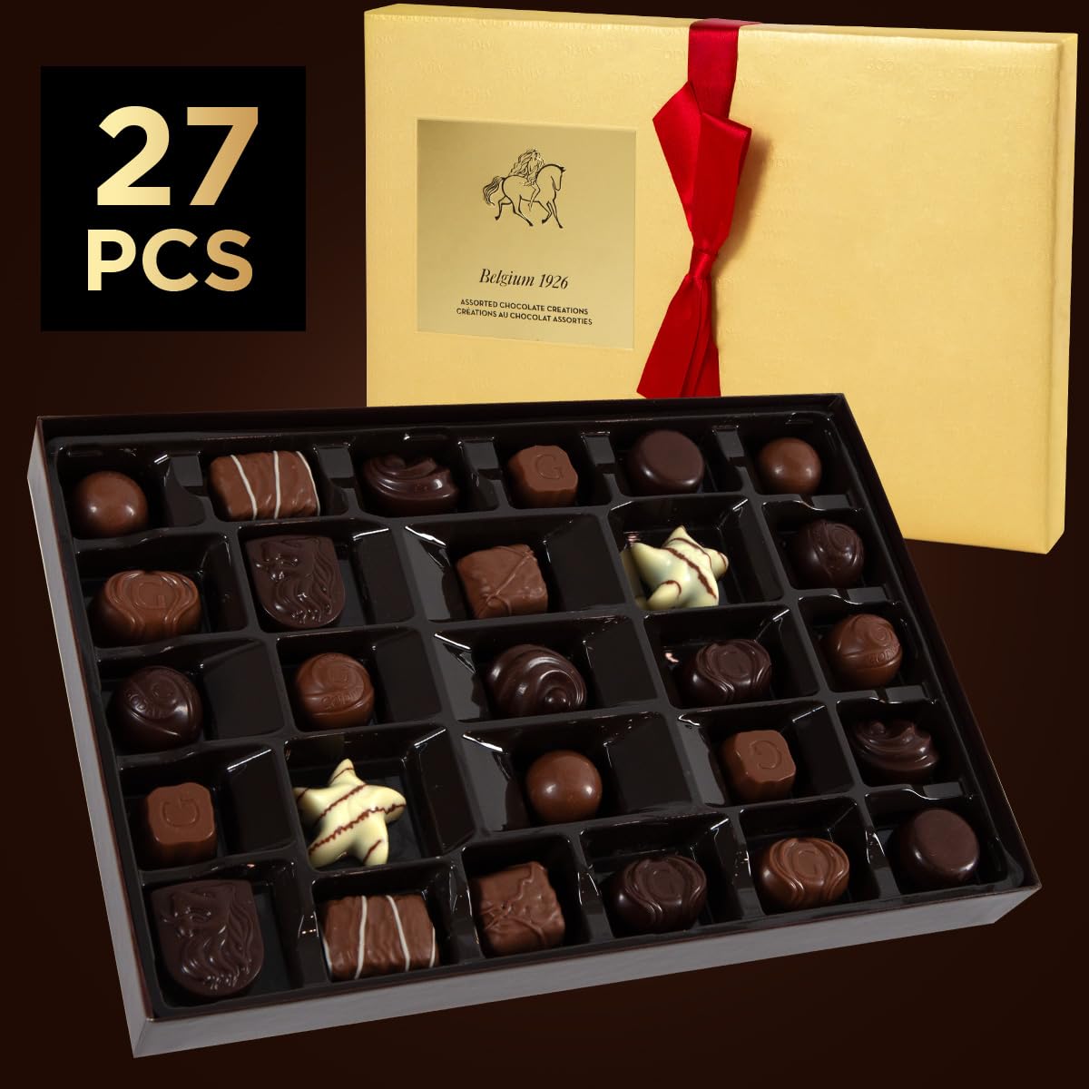 Gourmet Chocolate Gift Box Valentines, 27 Chocolates Pack of Premium Belgium Assorted Chocolate, Ideal for Easter Gift Basket and Holiday Celebrations 11.3 OZ - Image 3