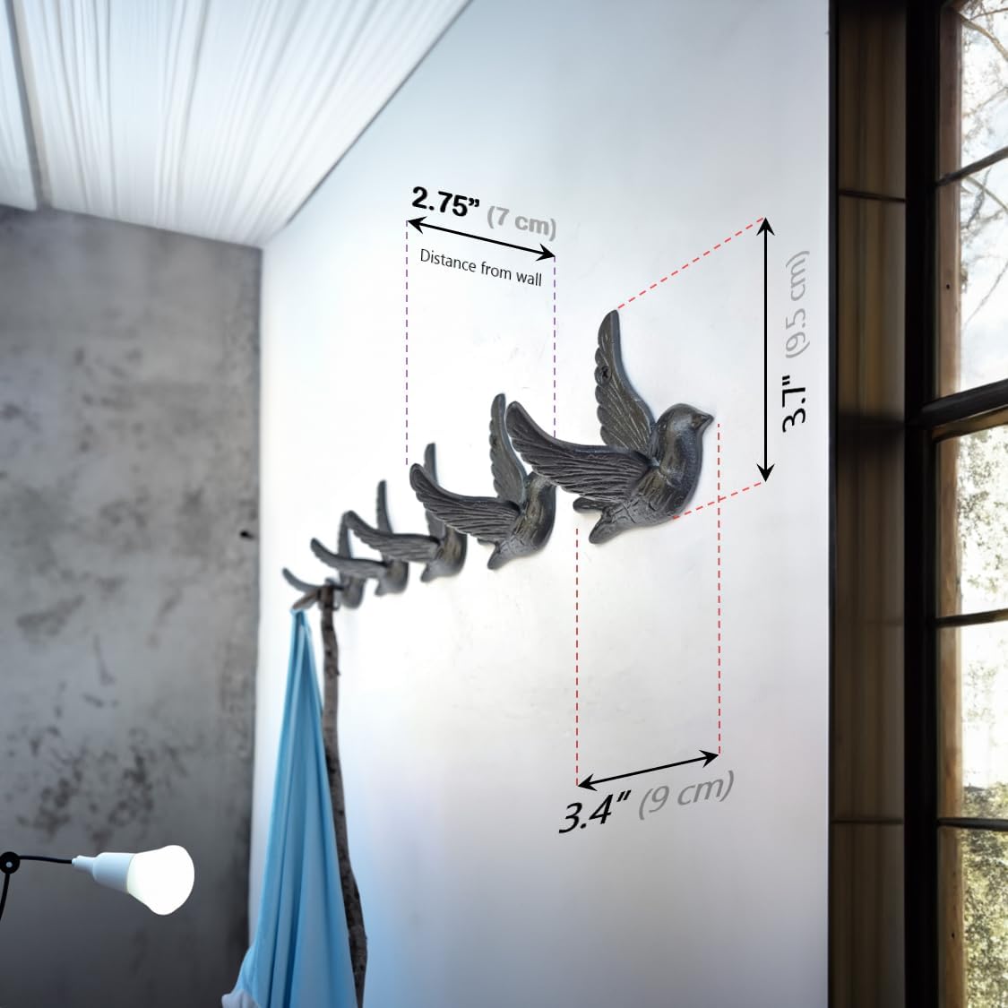 Ambipolar Flying Bird Iron Cast Decorative Bird Wall Mounted Coat Hooks (Classic) - Image 4