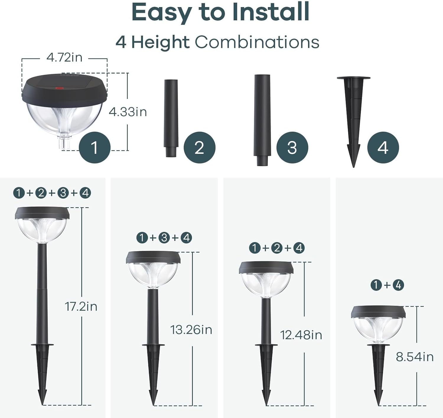 Linkind Solar Pathway Lights 8 Pack, Solar Lights Outdoor Warm White Waterproof, Adjustable Solar Powered for Walkway Yard Garden Driveway Backyard - Image 5