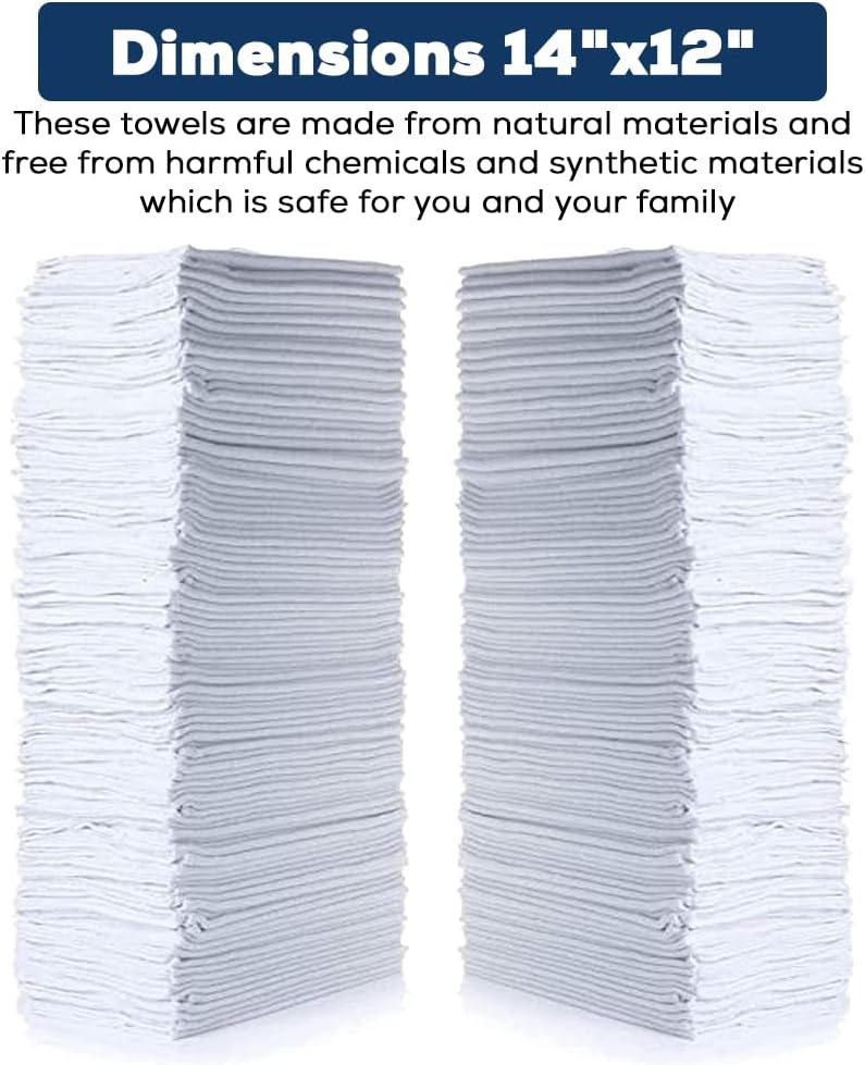 SIMPLI-MAGIC Cotton Shop Towels 14"x12" (145 Pack) – Reusable Cleaning Shop Rags for Automobiles, Industries, Garage and Homes (White) - Image 3