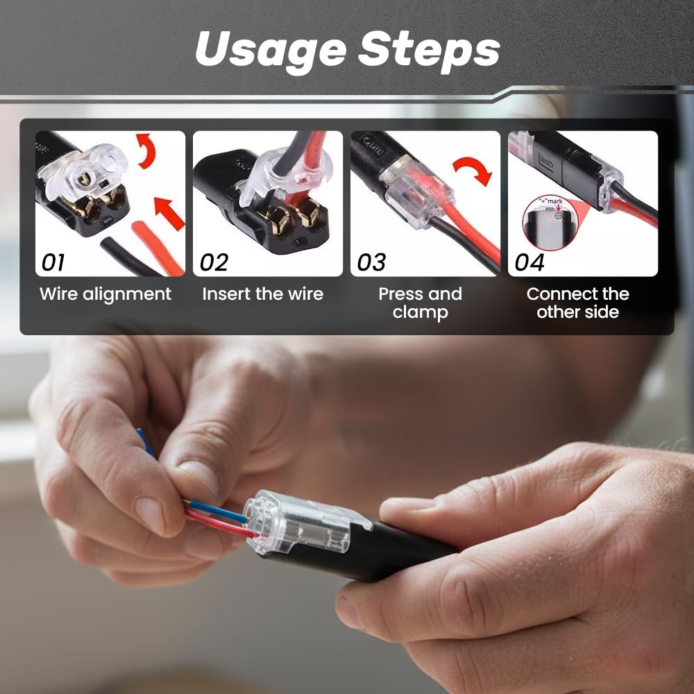 Double Wire Plug in Connector with Locking Buckle, Flame Retardant Locking Wire Quick Connectors, Suitable for Emergency Repairs, Home and Automotive Wiring, Easy to Use (20PCS) - Image 2