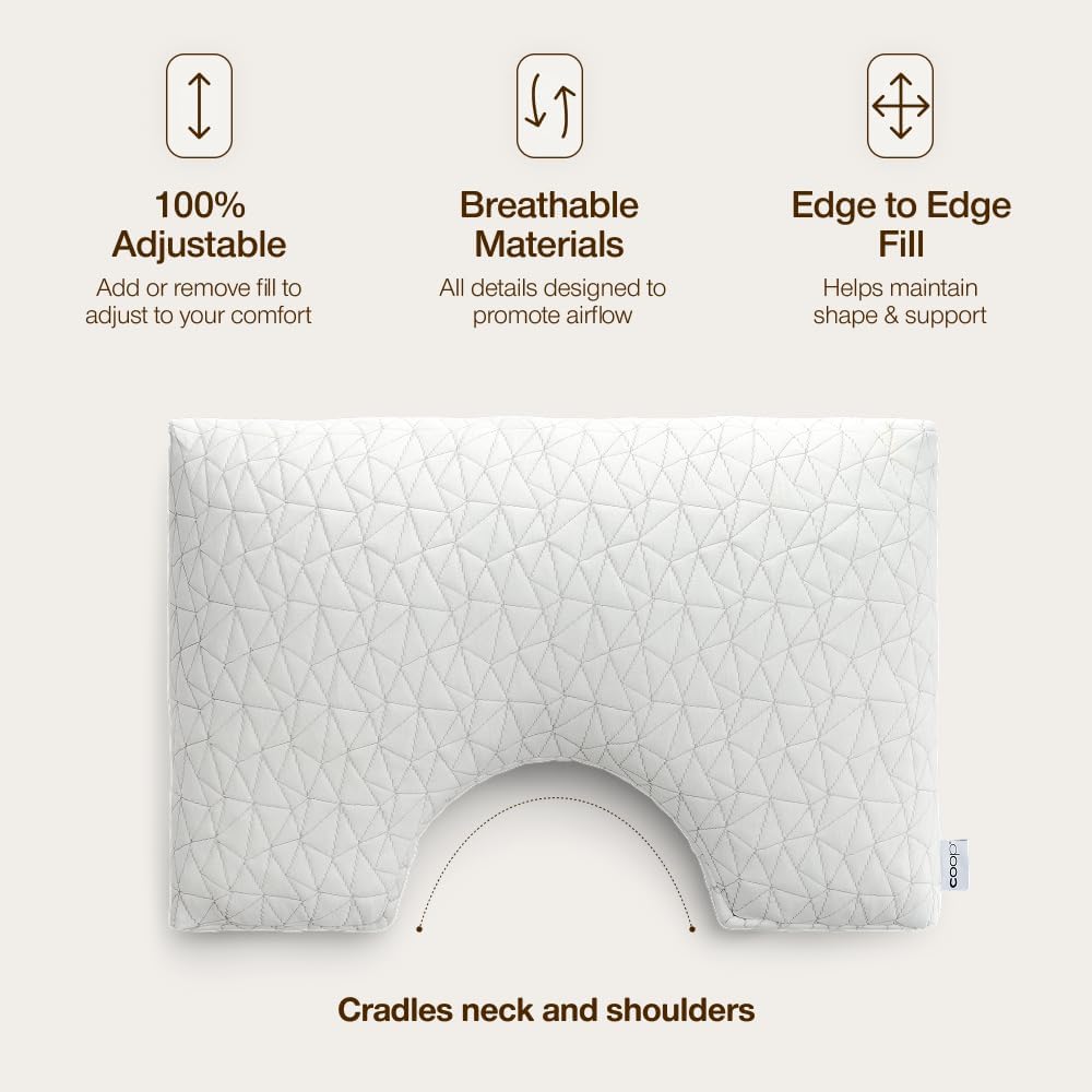 Coop Home Goods Original Cut-Out Adjustable Pillow, Queen Size Bed Pillows for Neck & Head Support, 18 x 28 “ Memory Foam Pillows - Medium Firm for Side Sleeper, CertiPUR-US/GREENGUARD Gold - Image 5