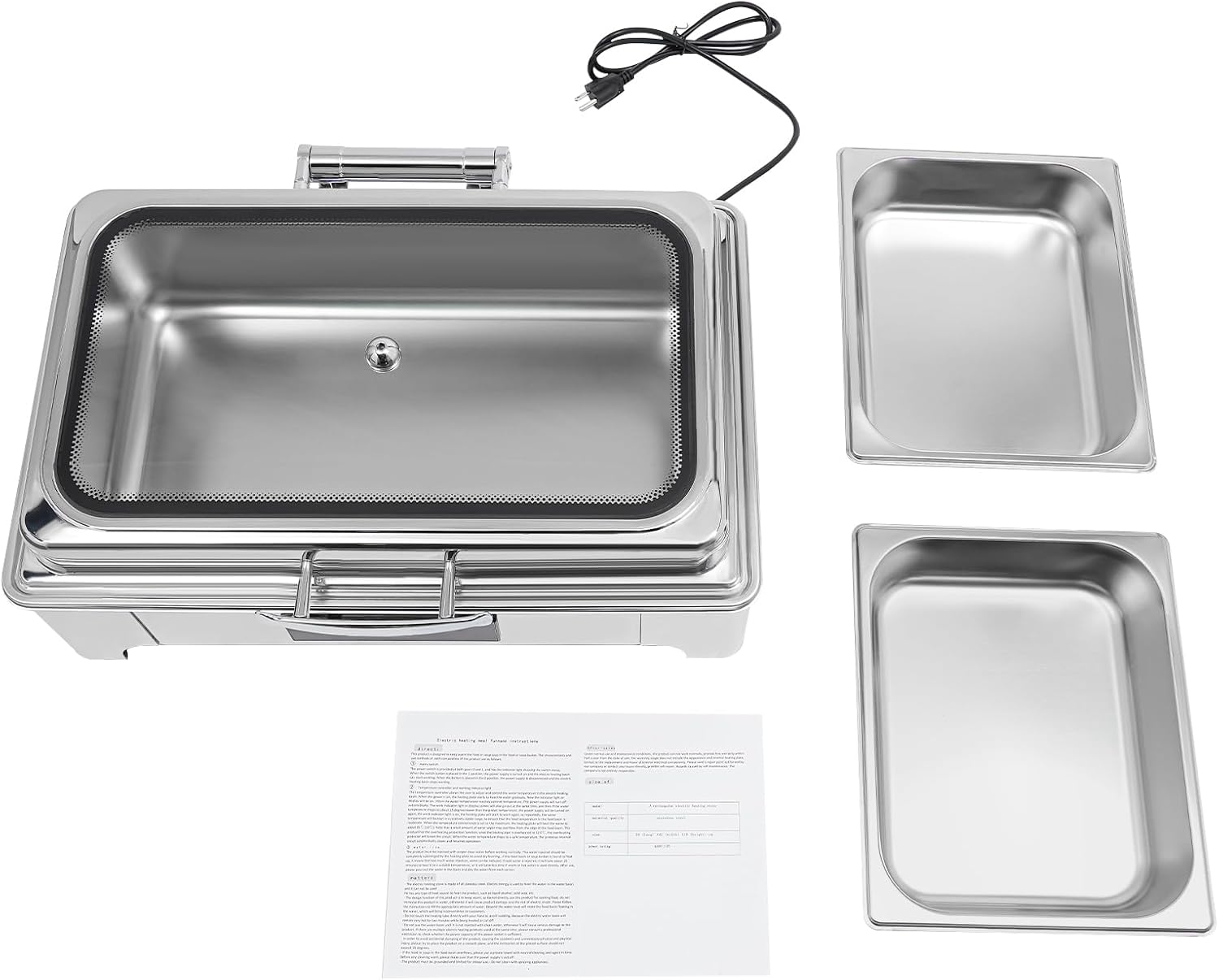 2 Pan Electric Chafing Buffet Dishes 9L Electric Buffet Server and Warmer Touch Control Food Warmer Buffet 95-194℉ with Temp Display & Glass Lid for Parties Catering Wedding - Image 7