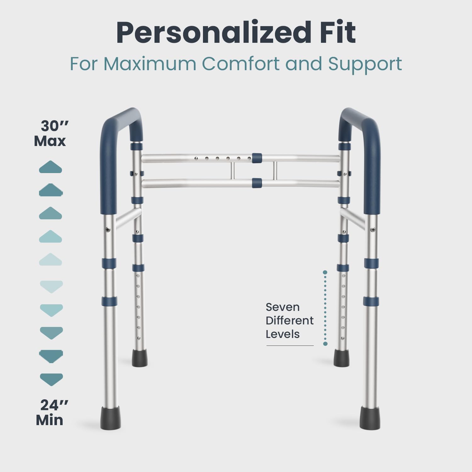PELEGON Toilet Safety Rails (350 lb) - Adjustable Toilet Safety Frame & Rails, Toilet Safety Rail for Elderly Adults, Toilet Handles for Seniors, Toilet Bars for Elderly & Handicap - Image 5