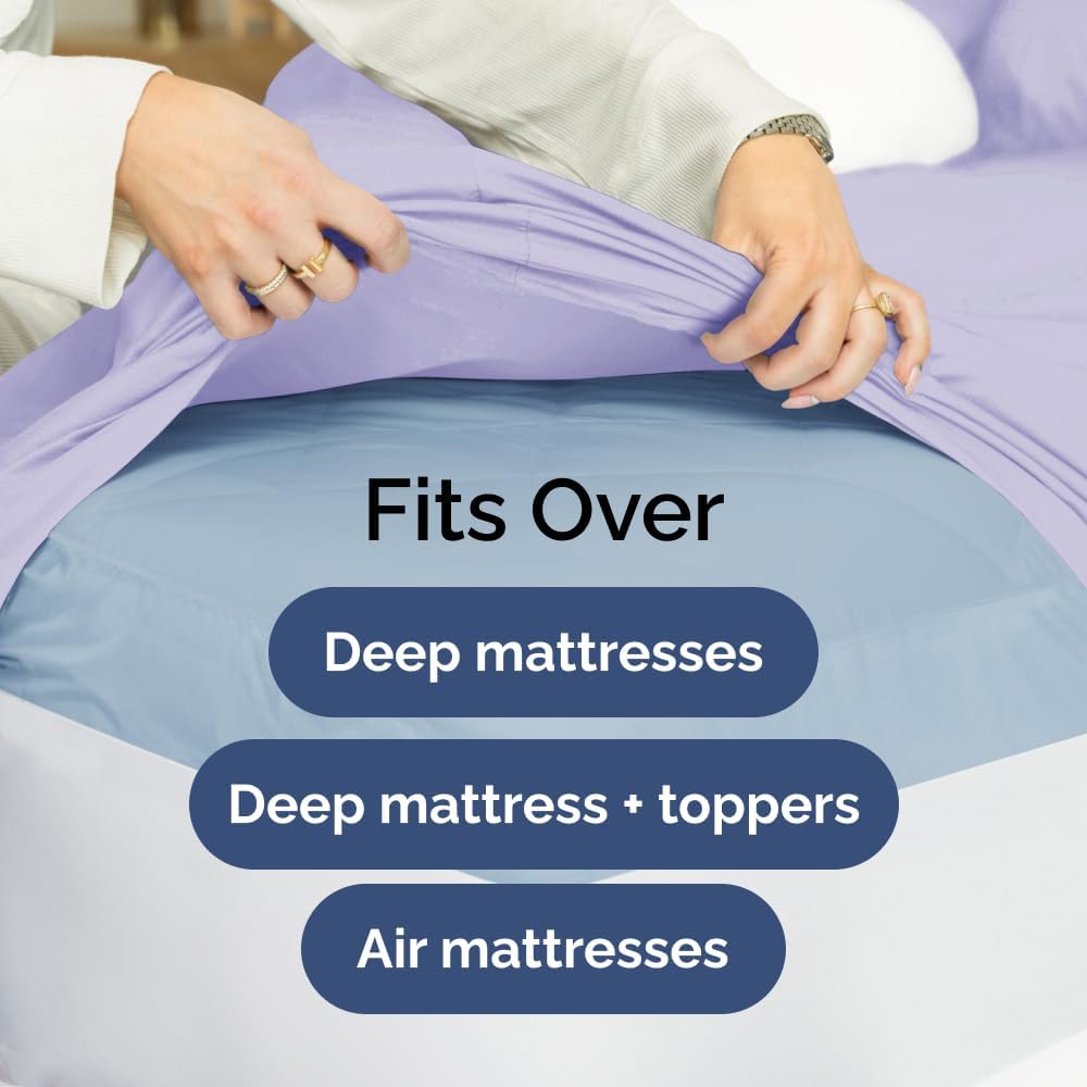 Extra Deep King Sheet Set - 6 Piece Breathable and Cooling Sheets - Hotel Luxury Bedding for Women, Men, Kids & Teens - Easy & Secure Fit - Soft, Wrinkle Free and Comfy - Extra Deep Pockets - Lavender - Image 6
