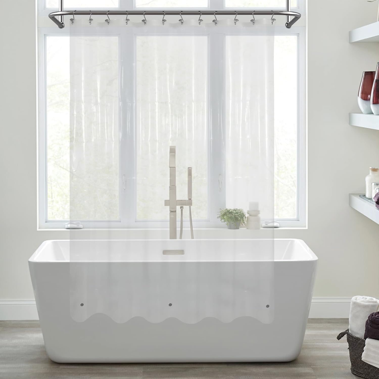 Mrs Awesome Clear Shower Curtain Liner with 3 Magnets, 72x72 Premium Flexible Sturdy Plastic Shower Curtain for Bathroom Lightweight, Waterproof, Clear - Image 8