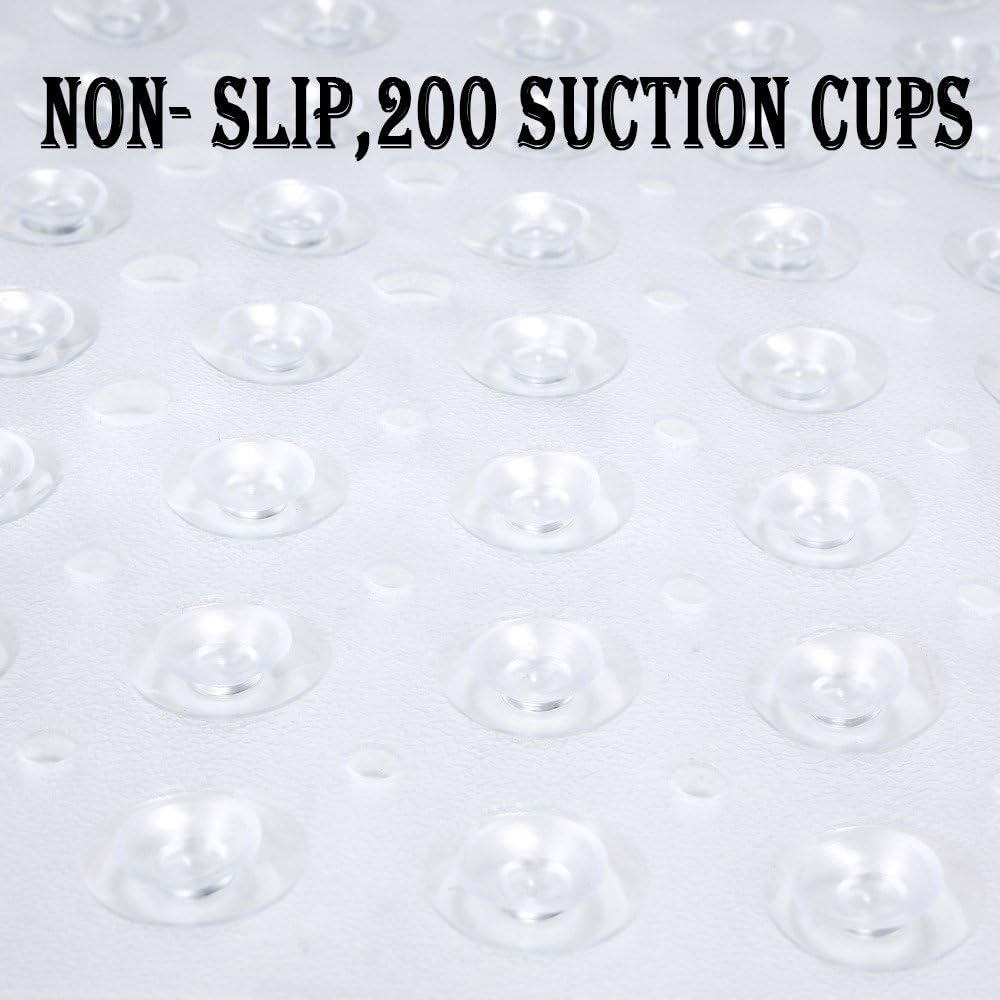 YINENN Bath and Shower Safety Mats 40x16 inch, Non Slip with Suction Cups for Bathroom Stall and Tub Floor, Extra Large and Machine Washable, Drain Holes Keep Bathtub Clean, Clear - Image 4