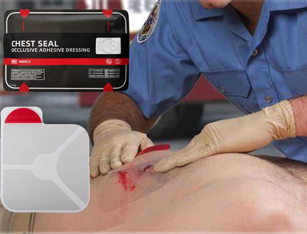 Bleeding Control Pack Feat Med Trauma Kit, Includes Vented Chest Seal x2, Israeli Bandagex2, Adhesive Wound Dressing x5, Emergency Blanket, Bandages, Shears (11 Items) - Image 3